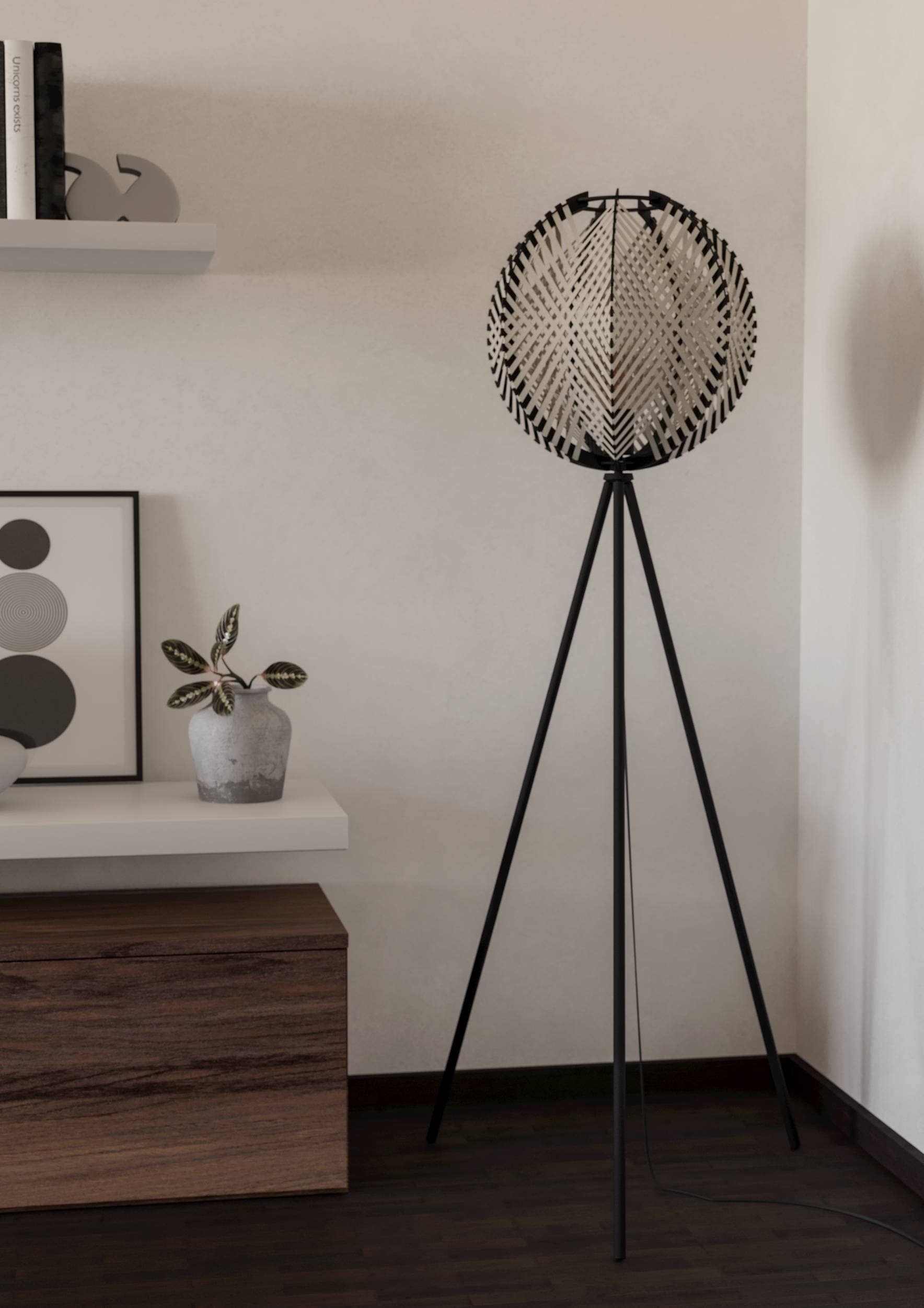 EGLO Stehlampe »Waverton Stehlampe, Standleuchte, Metall, Holz, Textil in Weiß, E27« E27 1 Stk.