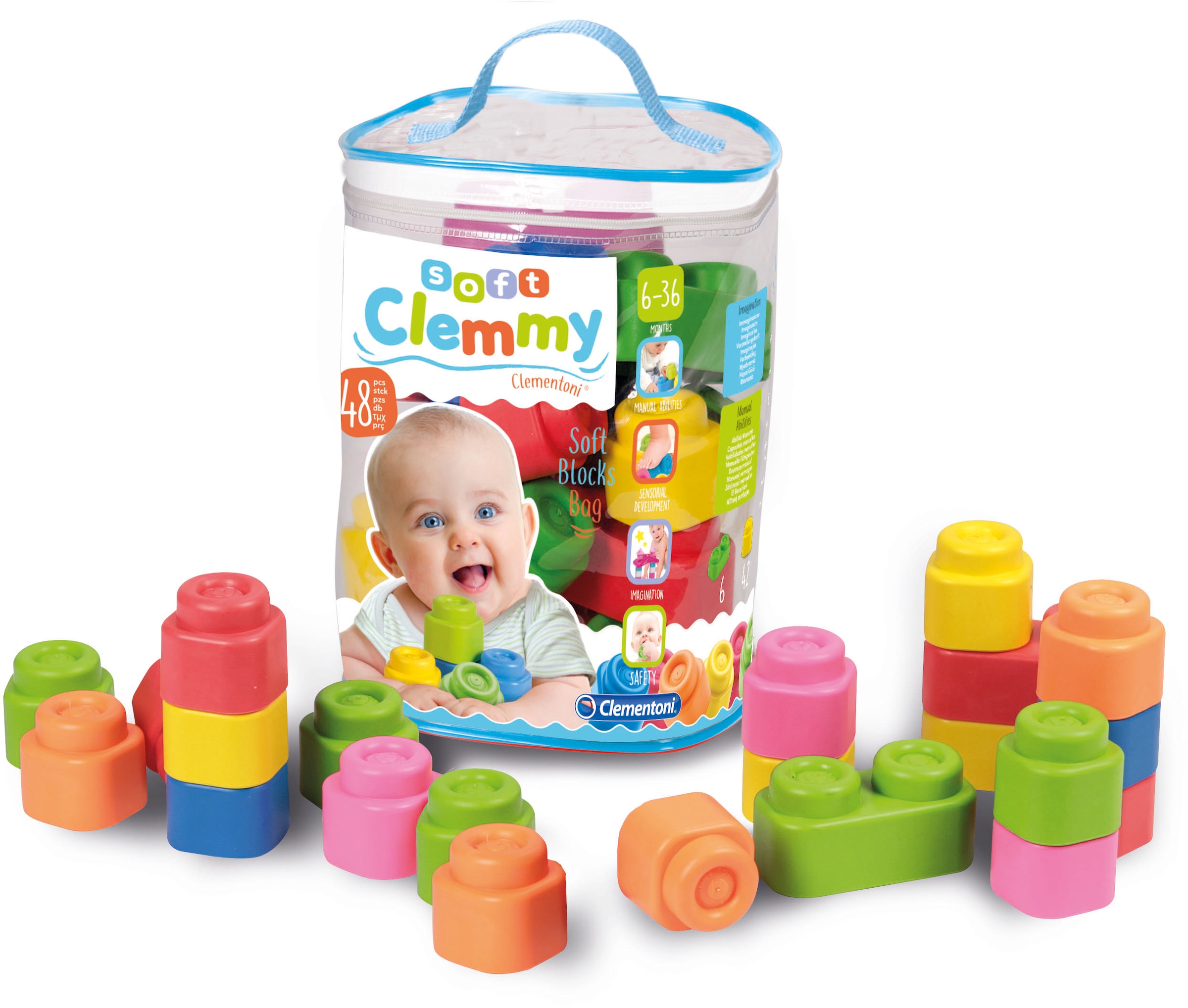 Clementoni® Spielbausteine »Clemmy Soft«, (48 St.), im Beutel; Made in Europe