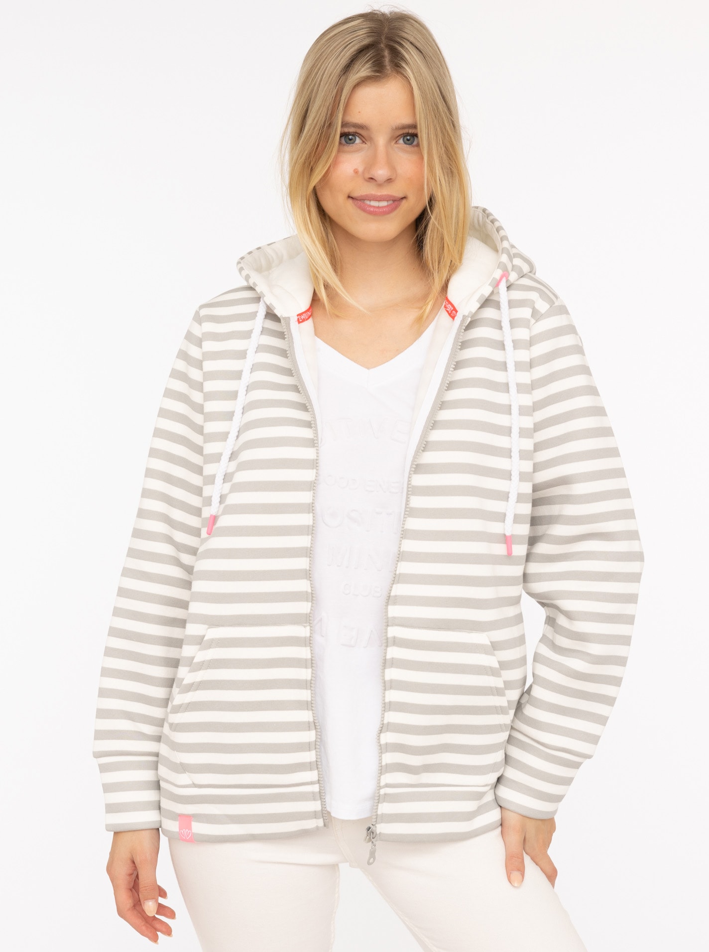 Zwillingsherz Kapuzensweatjacke, Streifen, Kapuze, Reißverschluss, modisch, günstig online kaufen