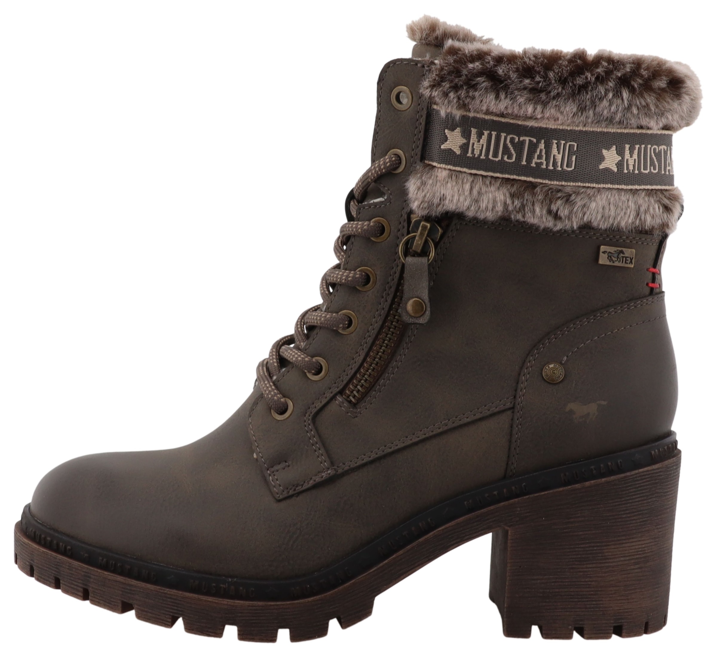 Mustang Shoes Winterstiefelette »Leila«  Winterstiefel mit Kunstfellkragen und Blockabsatz