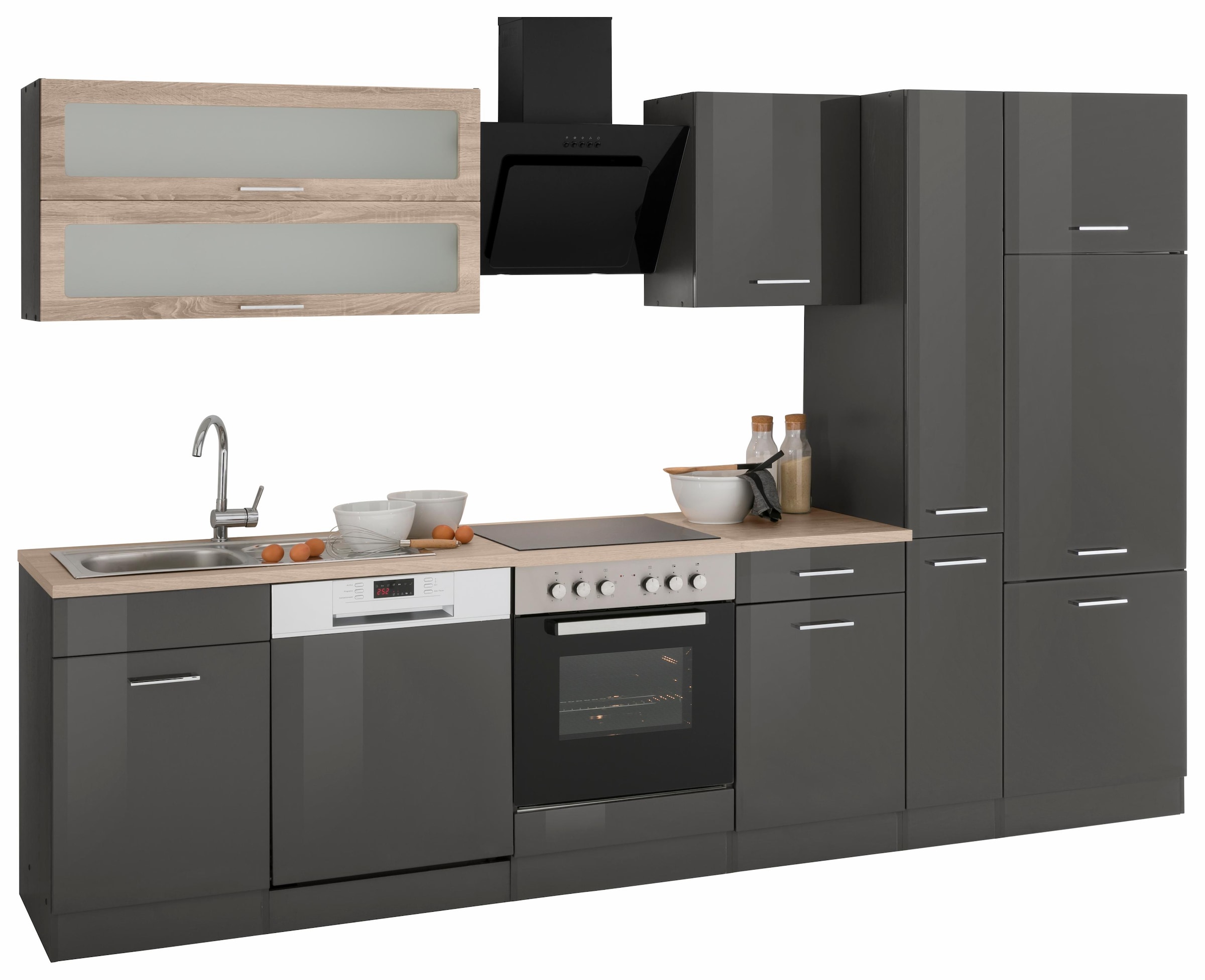 KOCHSTATION Küchenzeile »KS-Utah« mit E-Geräten, Breite 310 cm