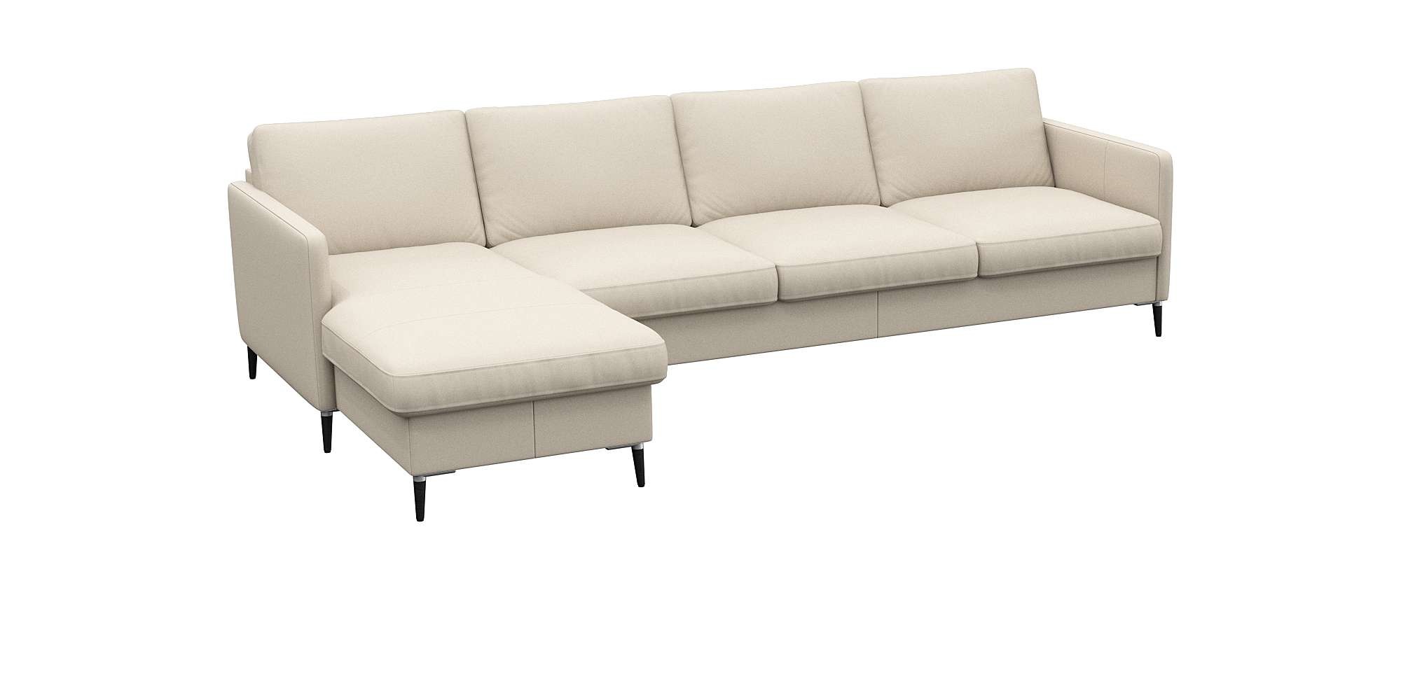 FLEXLUX Ecksofa "Fiore, L-Form" schmale Armlehnen, Kaltschaum, Füße Alu+sch günstig online kaufen