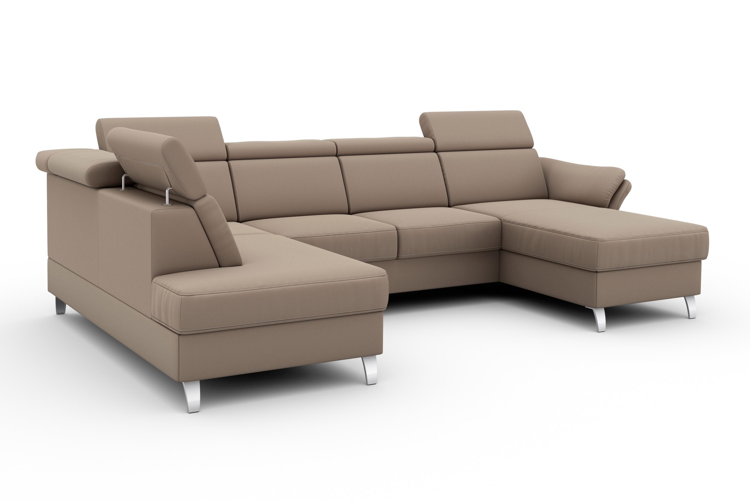 sit&more Wohnlandschaft »Vincenzo U-Form«, inklusive Kopfteilverstellung, wahlweise mit Bettfunktion, Bettkasten