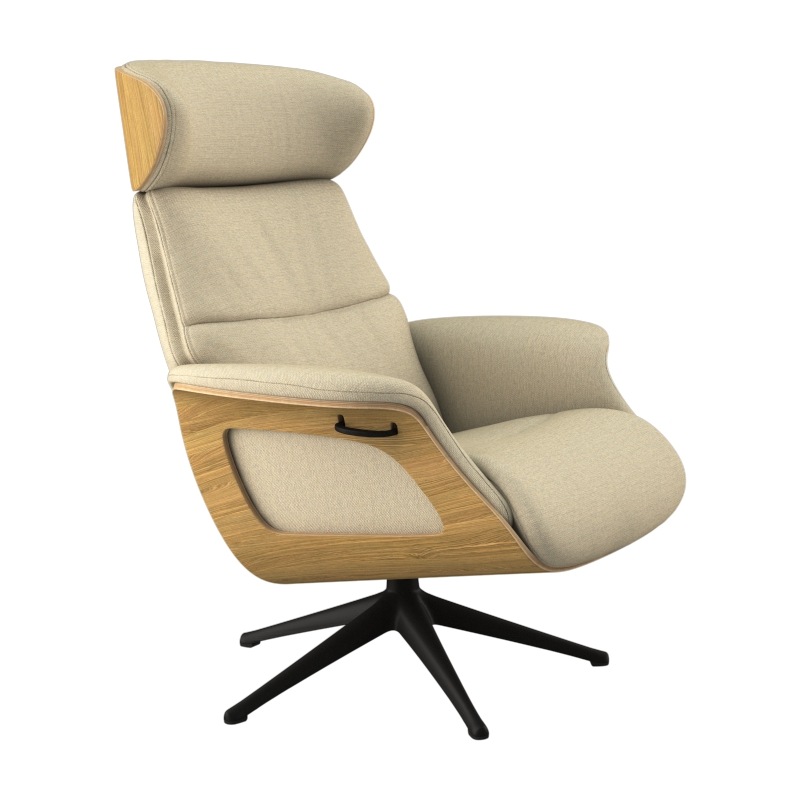 FLEXLUX Relaxsessel »Clement Relaxstuhl, Polstersessel, Liegesessel, TV-Sessel,«, Rücken- & Kopfteilverstellung, Drehbar, Armlehne Eiche, Fuß Schwarz
