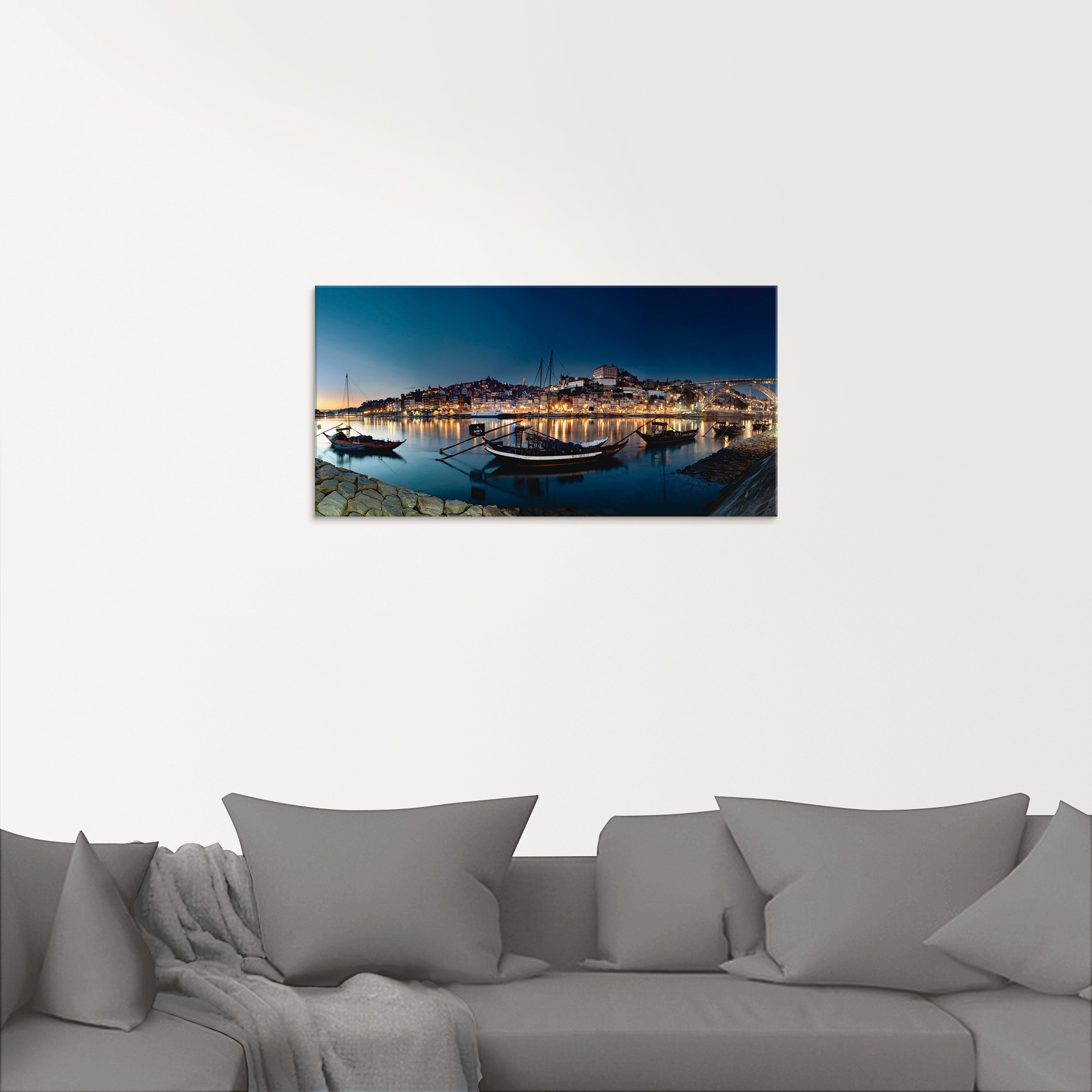 Artland Glasbild "Porto - Nachtpanorama" Europa 1 Stk. tlg. in verschiedene günstig online kaufen