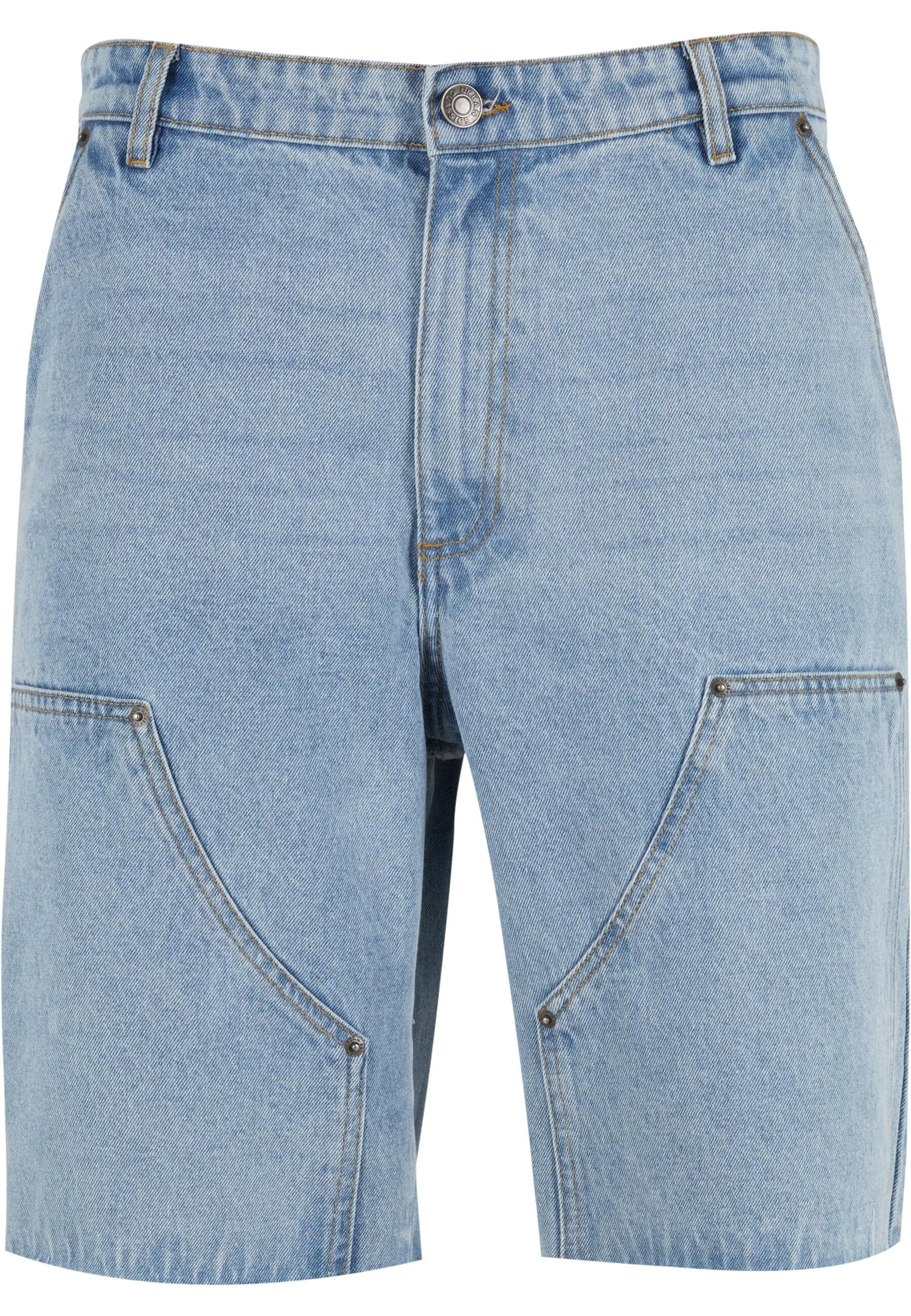 URBAN CLASSICS Shorts "Urban Classics Open Edge Two Knee Denim Shorts", (1 tlg.)