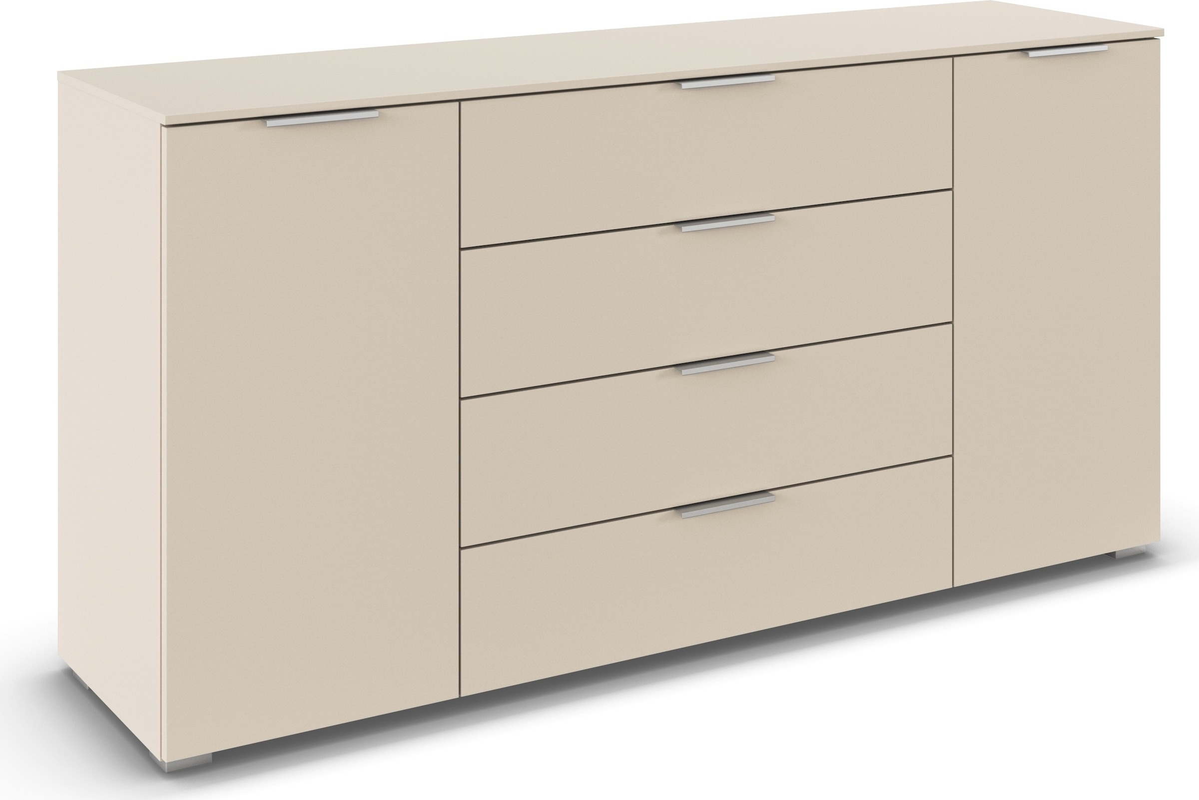 OTTO home "Kommode Sideboard Schubladenkommode Schlafzimmerkommode ASTANA" Breite 160 cm / Höhe 81 cm, mit 4 Einlegeböden, 2-türig, 4 geräumige Schubladen, Kantengriff Alufarben MADE IN GERMANY