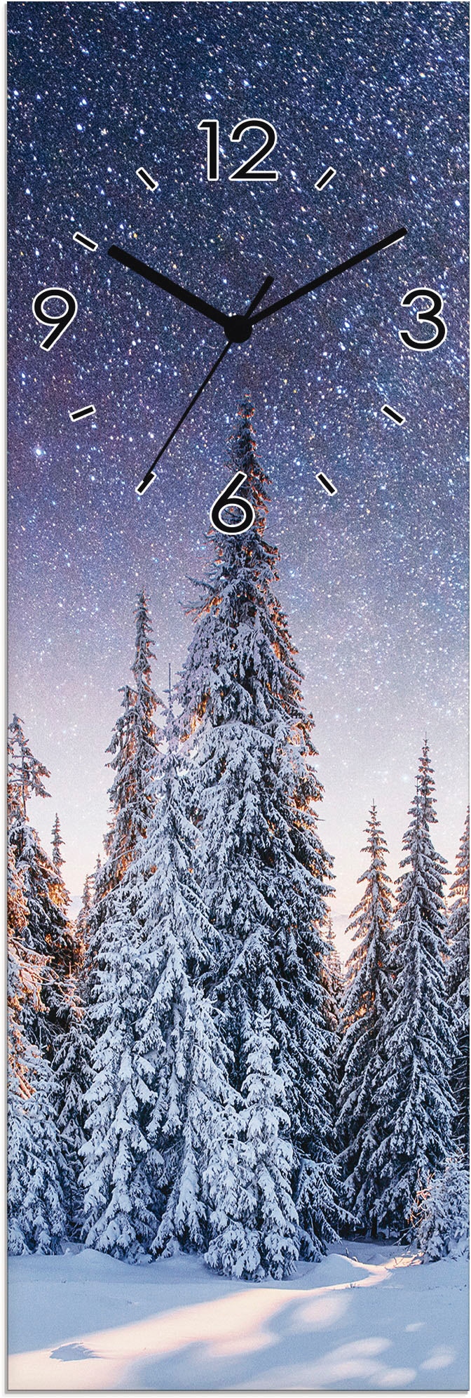 Artland Wanduhr »Glasuhr Tannenwald im Schnee«, wahlweise mit Quarz- oder  Funkuhrwerk, lautlos ohne Tickgeräusche | BAUR