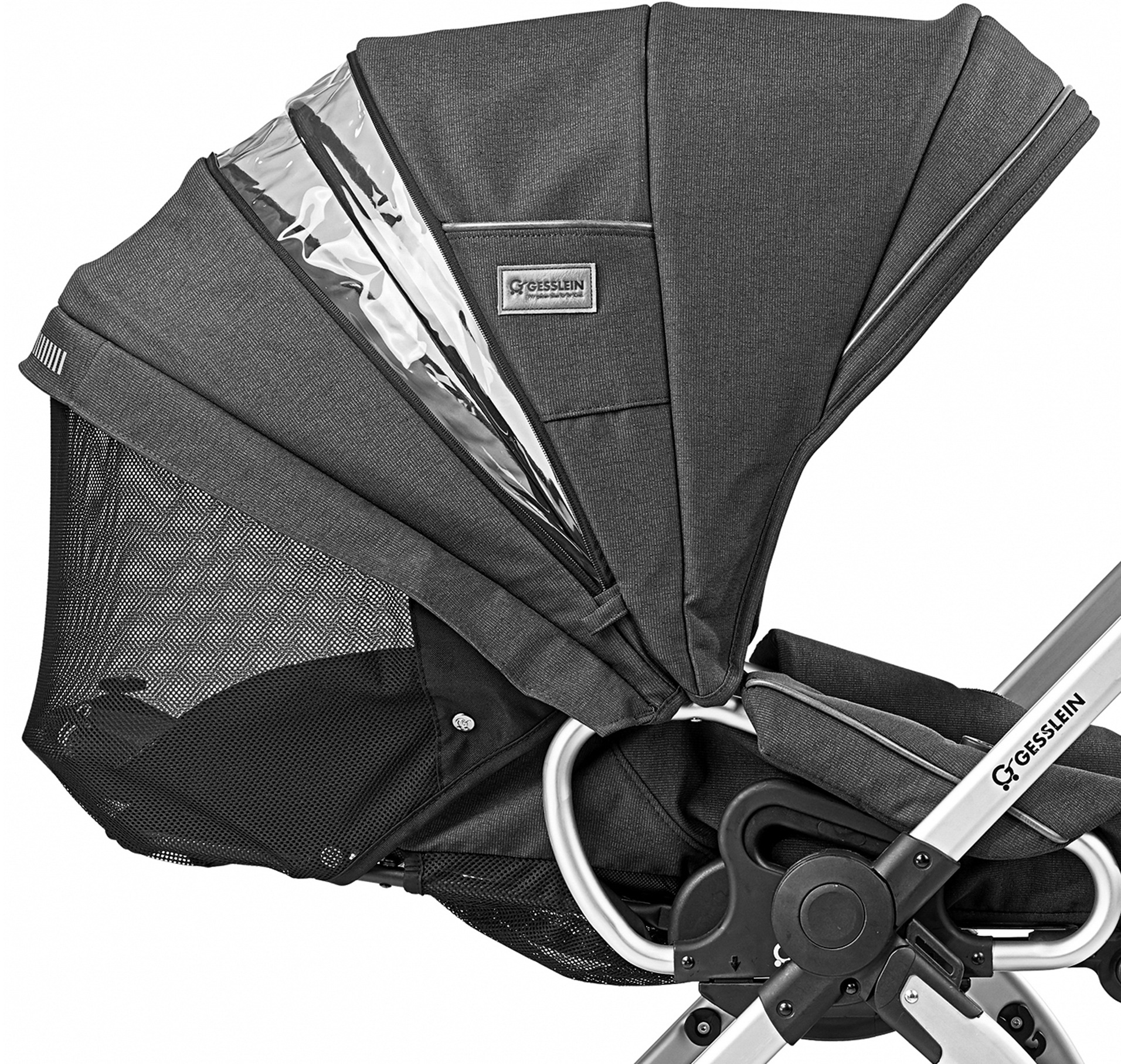 Gesslein Kombi-Kinderwagen »F4 Air+, schwarz/tabak, hellgrau meliert/Stern grau/mintgrün meliert«, mit Tragetasche C2 Compact; Design & Handarbeit aus Deutschland