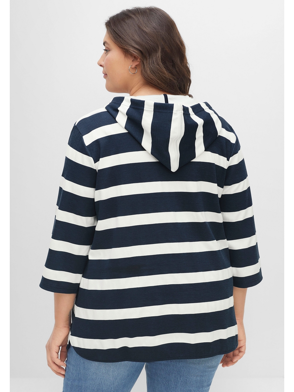 Sheego 3/4-Arm-Shirt »Große Größen«, mit reiner BAUR aus Baumwolle Kapuze, online kaufen 