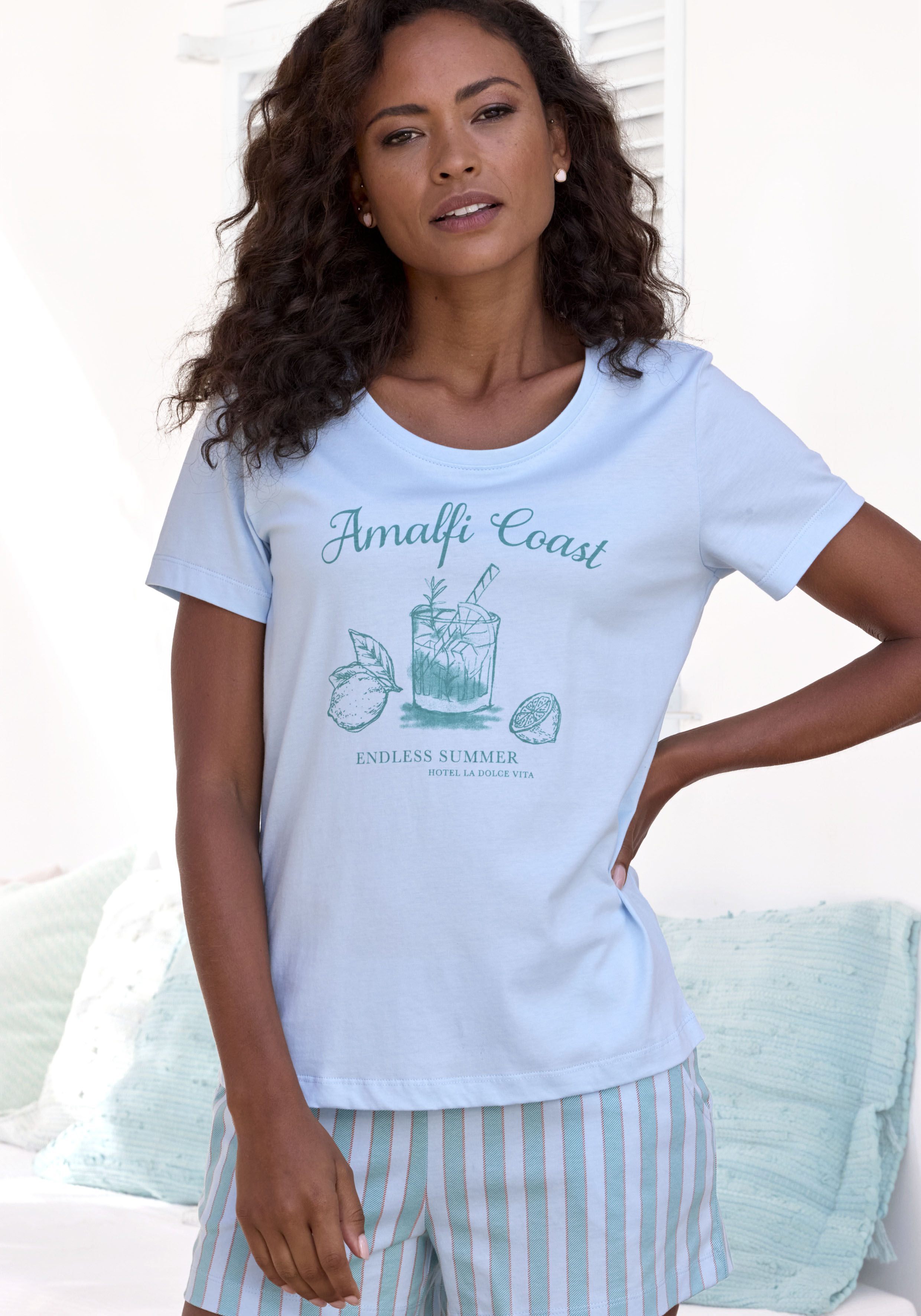 Vivance Dreams by Lascana Pyjamaoberteil mit schönem Frontprint