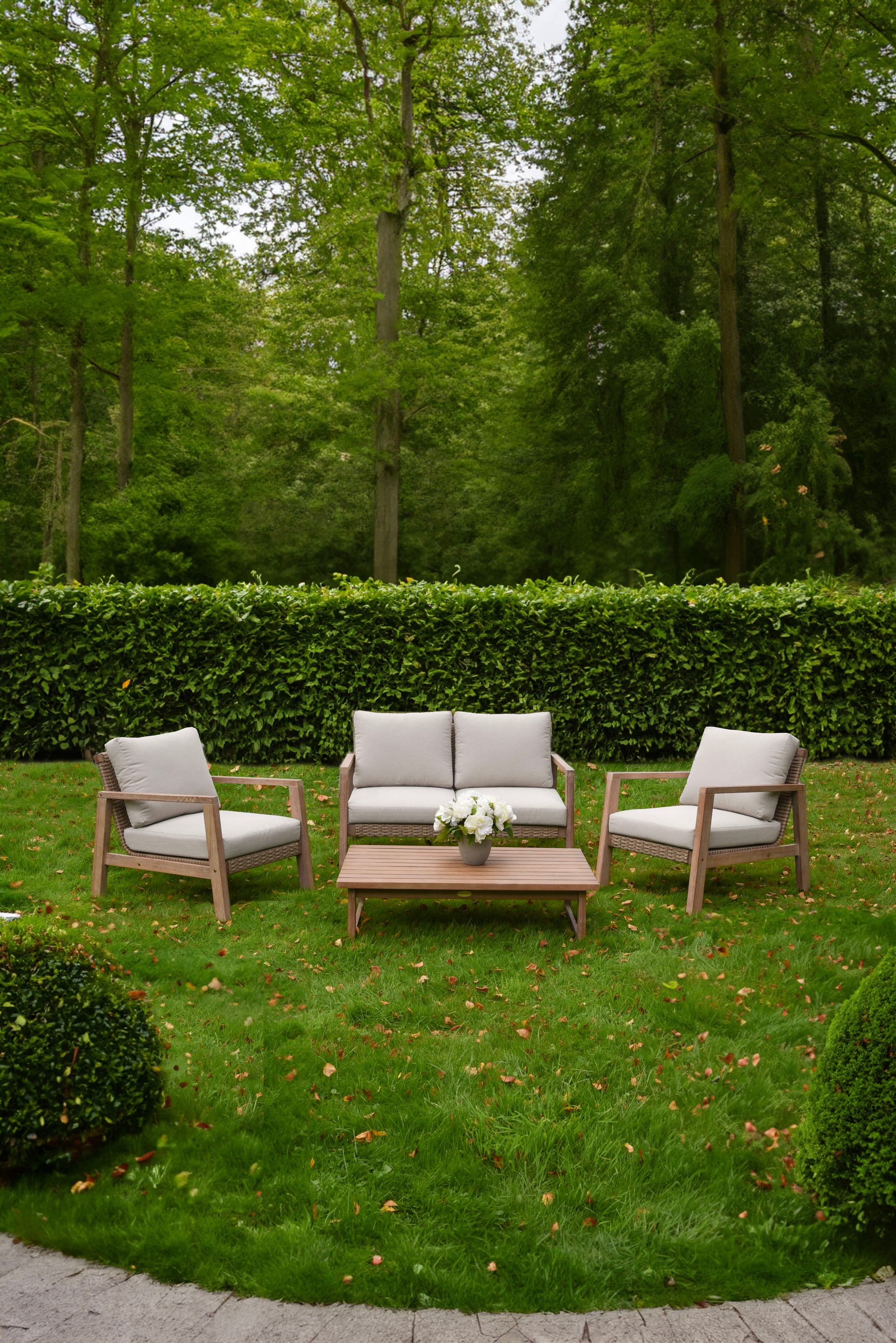 Garden Pleasure Gartenlounge-Set »»SAN««, (4 tlg.), 2 Sessel, Tisch LxB: 106x66 cm, inkl Kissen