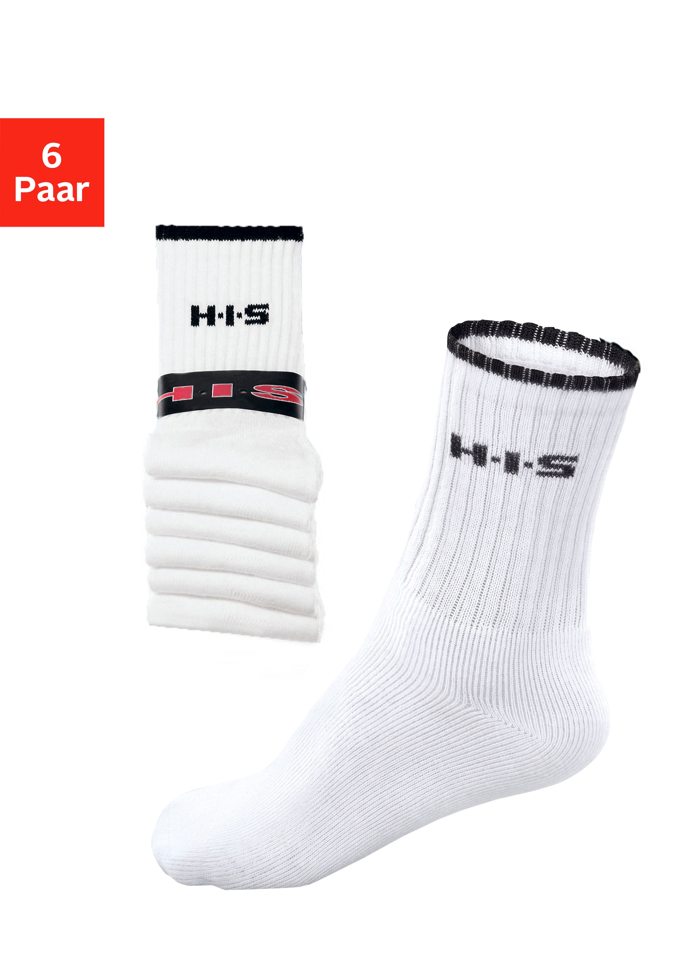 H.I.S Sportsocken, (Packung, 6 Paar), mit Frottee & verstärkten Belastungszonen