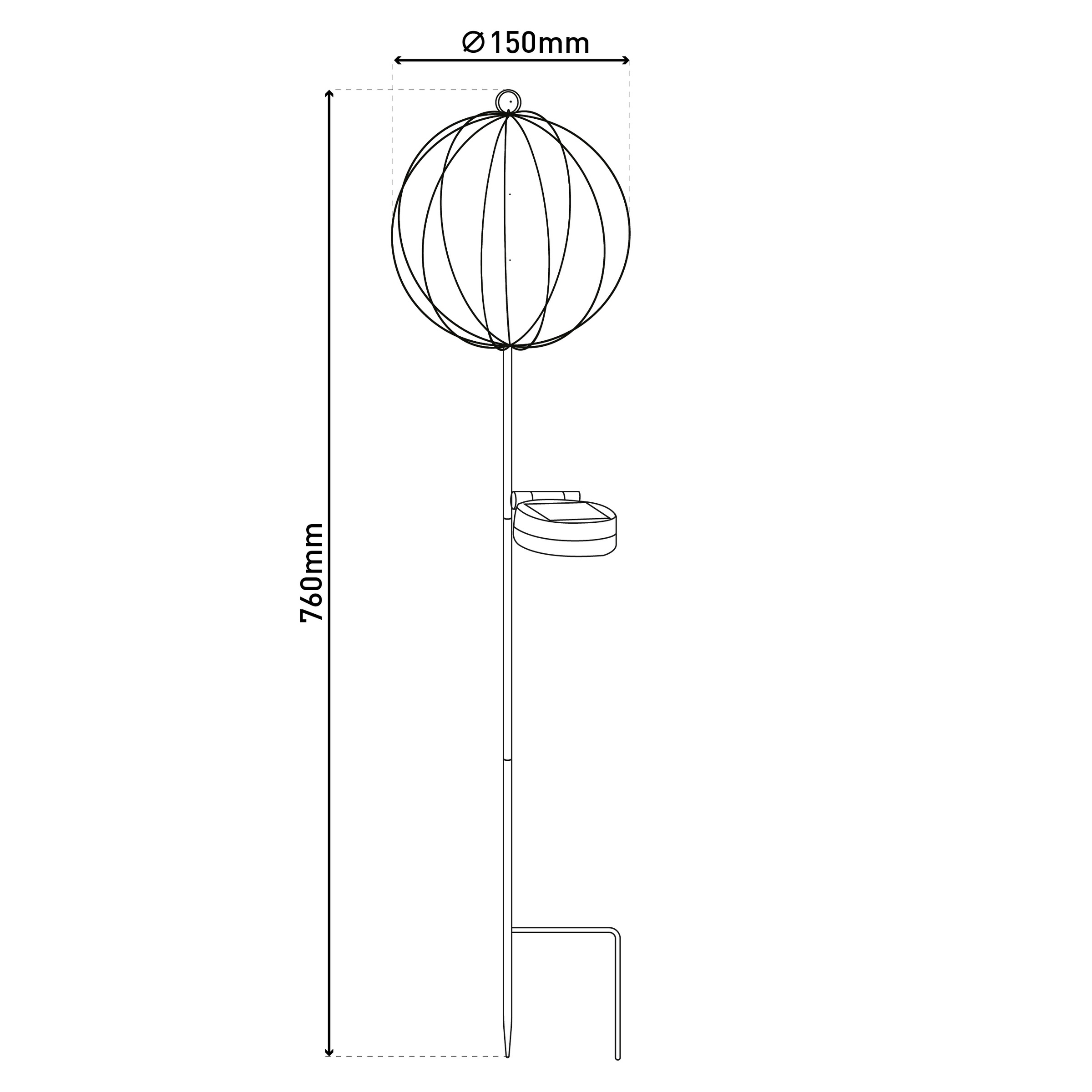 näve LED Solarleuchte »Königstein« LED-Modul 1 Stk. Warmweiß Dekoerdspieß, kugelförmiger Kopf, schwarz, Schiebeschalter, H: 78cm