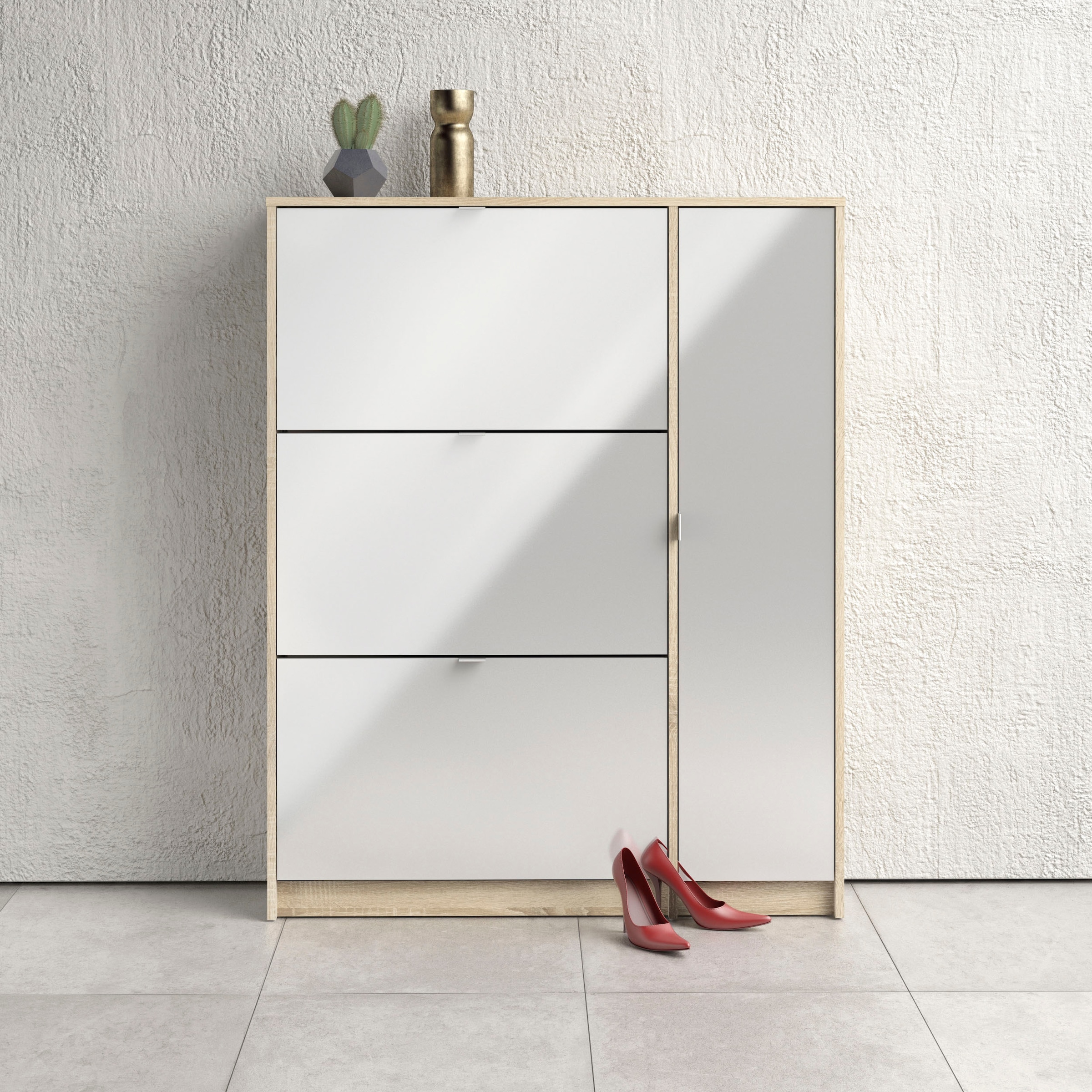 INOSIGN Schuhschrank »Shoes Schuhaufbewahrung, Schuhkommode, Schuhregal,«, mit 3 Klappen, 2 Böden und 1 Tür, Breite99 cm, Höhe 123 cm