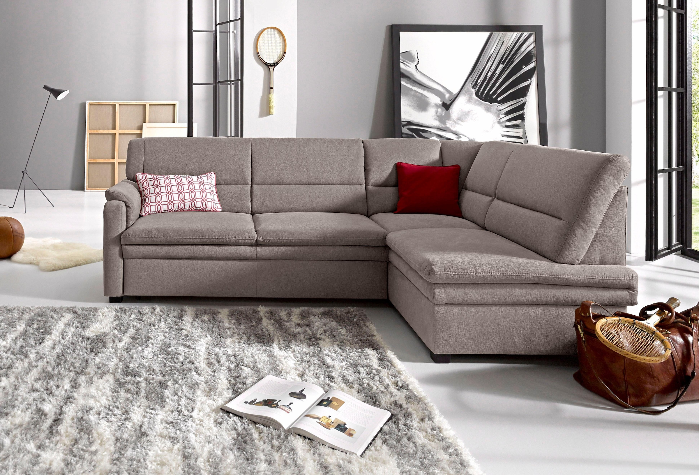 sit&more Ecksofa "Pisa L-Form" mit Federkern, wahlweise mit Schlaffunktion