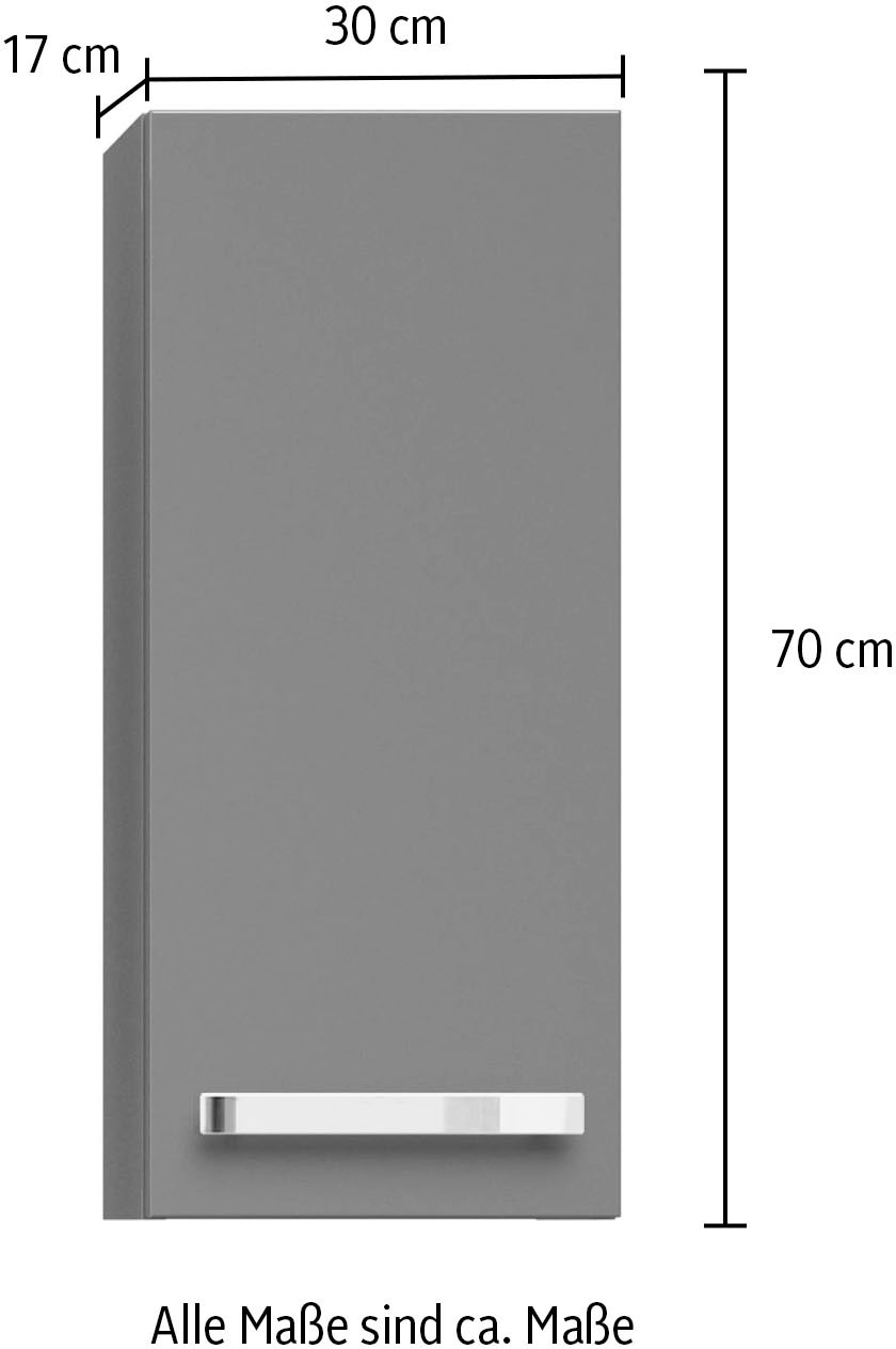 Saphir Hängeschrank »Serie 4005 Wand-Badschrank 30 cm breit mit 1 Tür, 2 Glas-Einlegeböden«, Badezimmer-Hängeschrank inkl. Türdämpfer, Wandschrank 70 cm hoch
