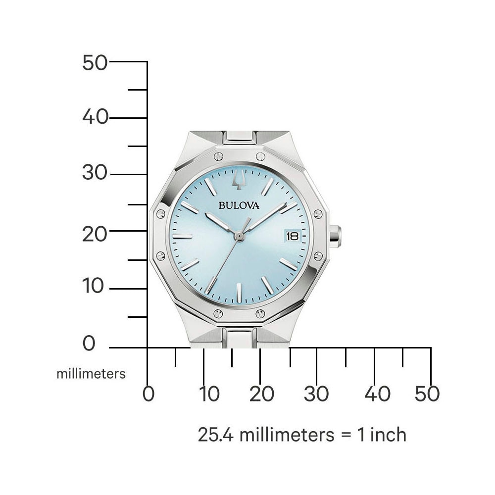 Bulova Quarzuhr Armbanduhr, Damenuhr, Edelstahlarmband, analog, Tag