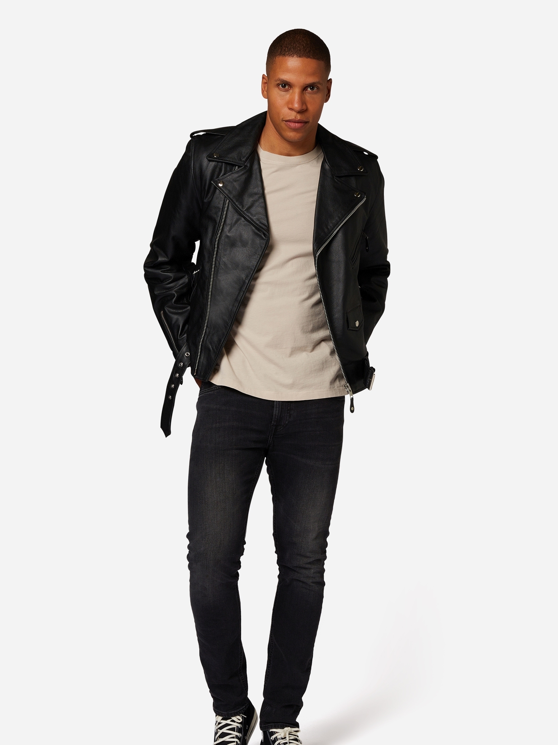 RICANO Bikerjacke »Lederjacke Brando« ohne Kapuze Handgefertigt aus echtem Leder