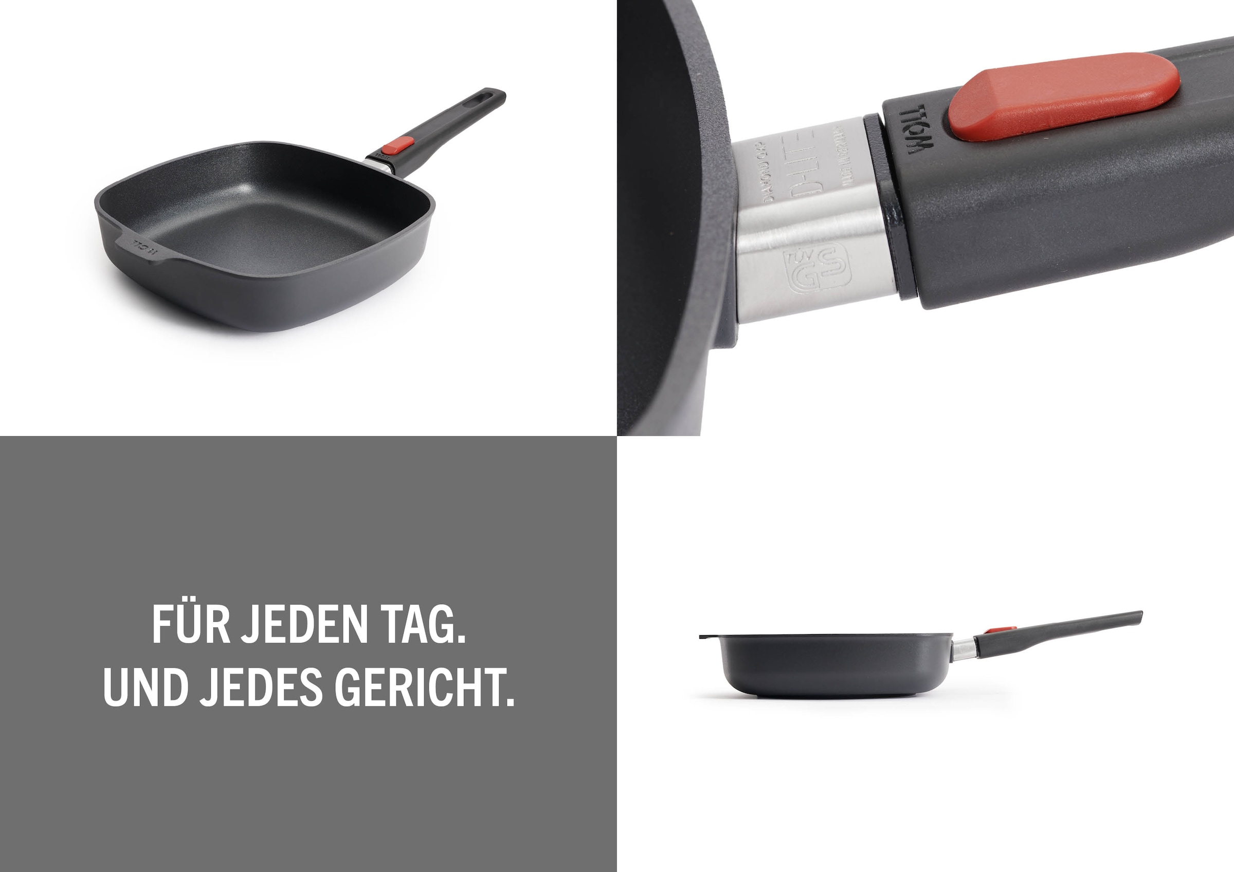 WOLL Bratpfanne »D-Lite Viereckpfanne, Aluminium, Antihaft, Induktion« Aluminiumguss 1 tlg. Ofenfest o. Stiel, Spülmaschinengeeignet, Antihaft,  5,5-6 cm hoch