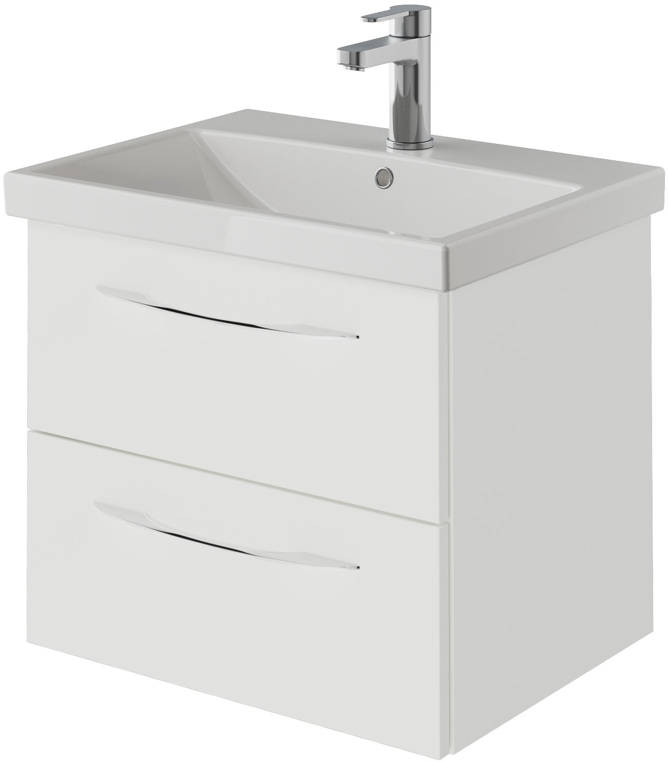 Saphir Badmöbel-Set »Serie 4035 2-teilig, Keramikwaschtisch mit LED-Spiegel, 60 cm breit«, (Set), Badezimmer-Set inkl. Schubladen-Dämpfer, 2 Schubladen, Waschplatz