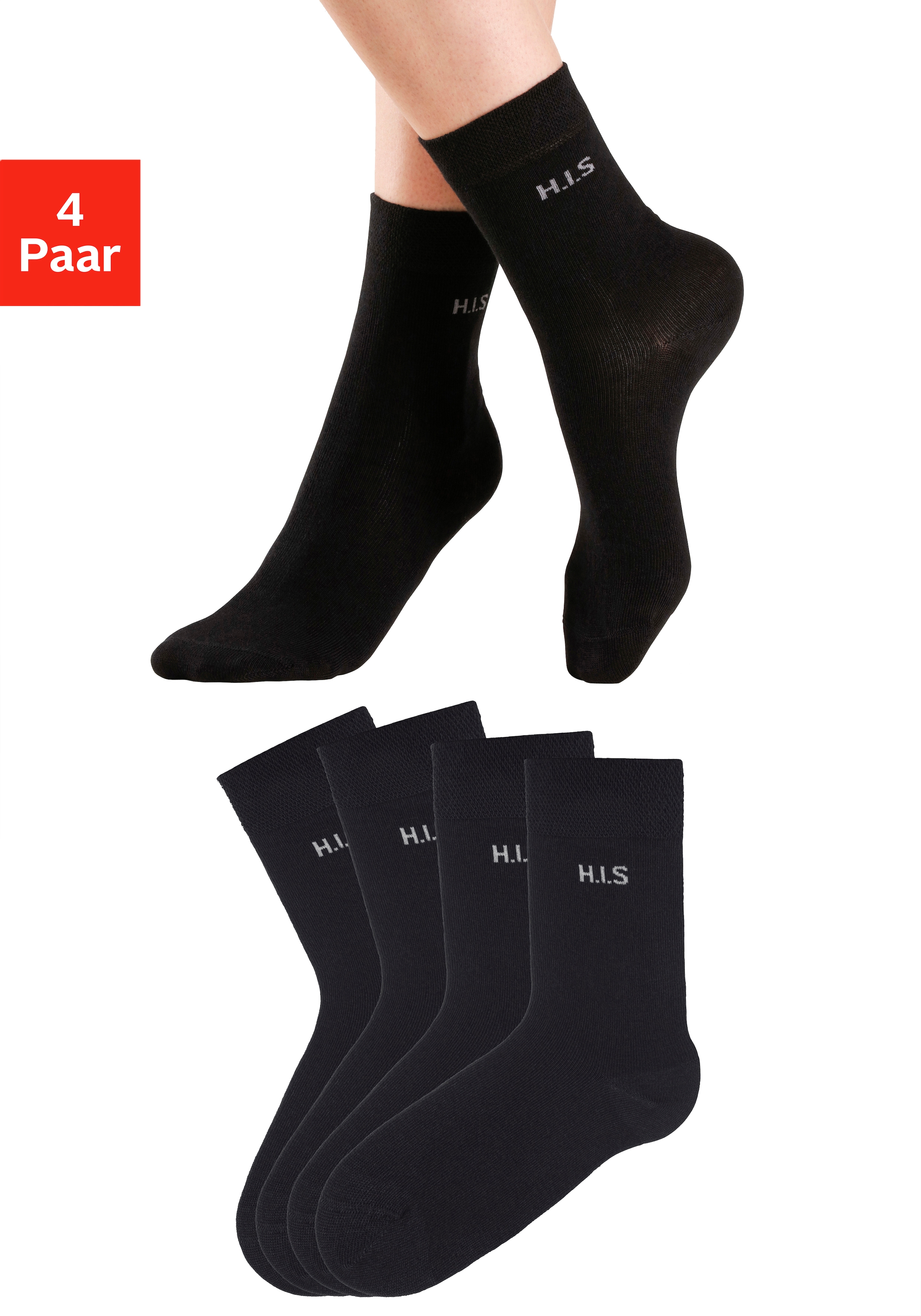 H.I.S Socken (4 Paar) ohne einschneidendes Bündchen