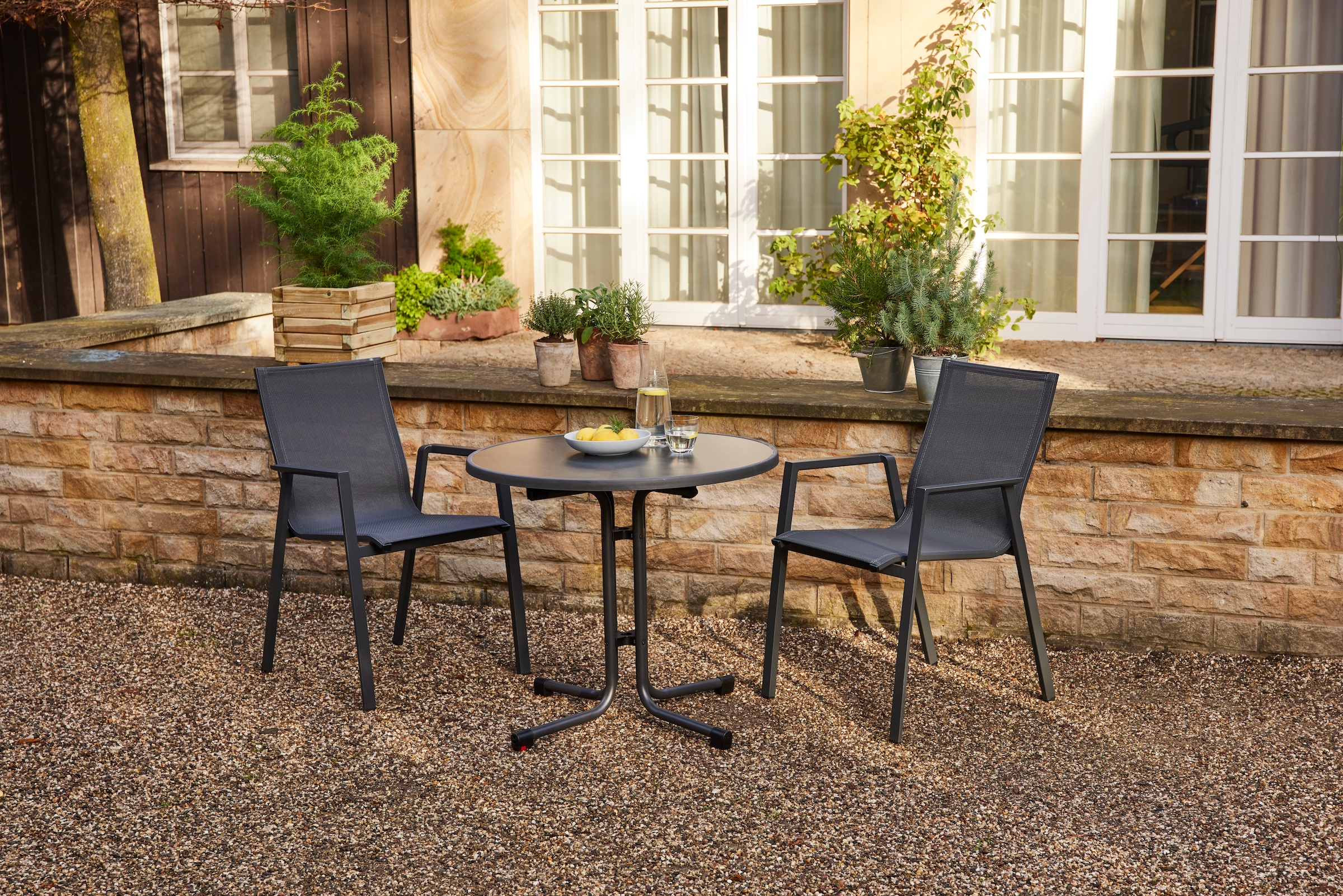 Siena Garden Gartensessel »RENO Stapelsessel« Gestell aus Aluminium, Ranotex® Bezug