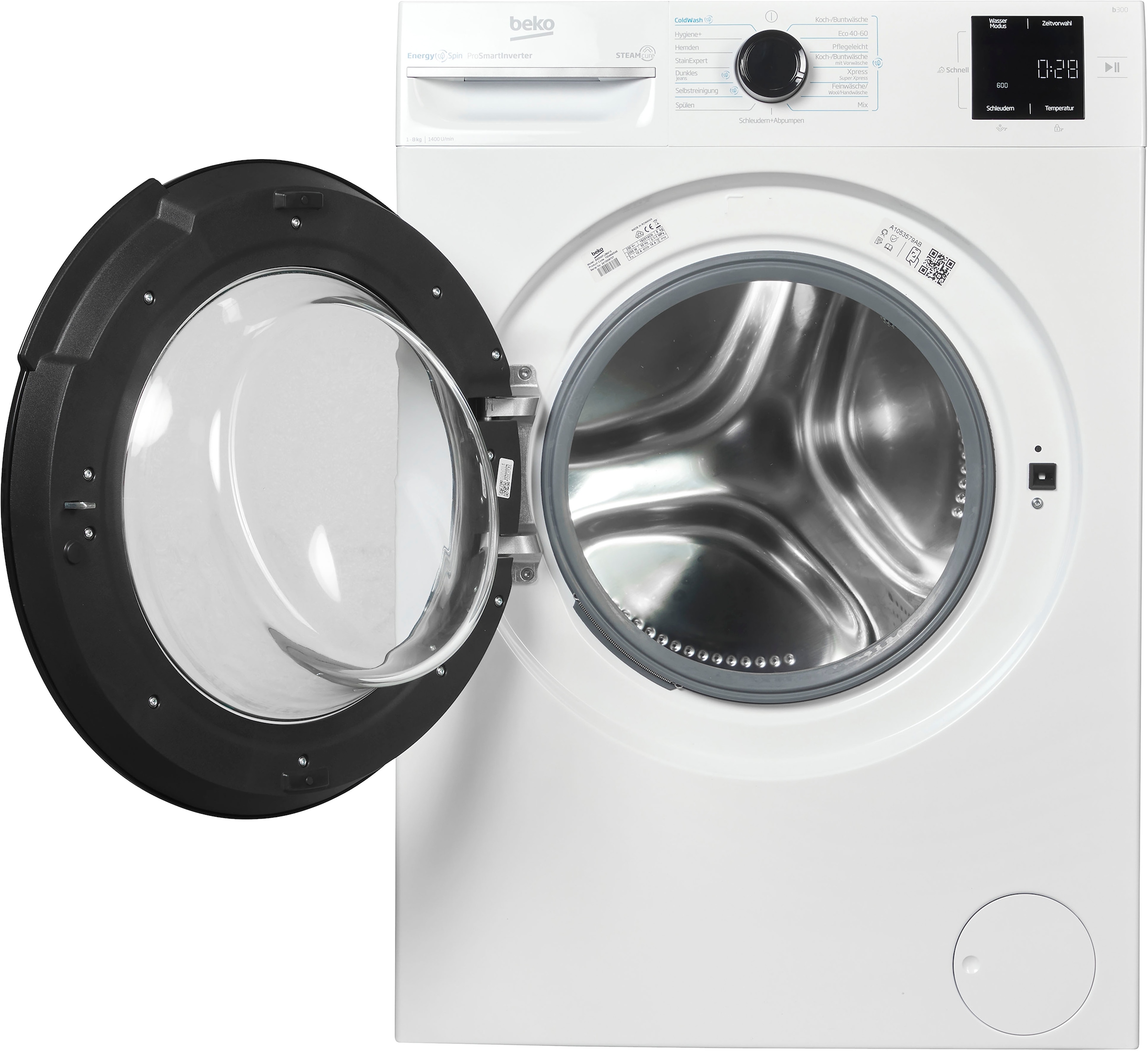 BEKO Waschmaschine »BM3WFU3841X«, 8 kg, 1400 U/min, Waschen mit EnergySpin: Bis zu 35 % Energie sparen – nicht nur in Eco