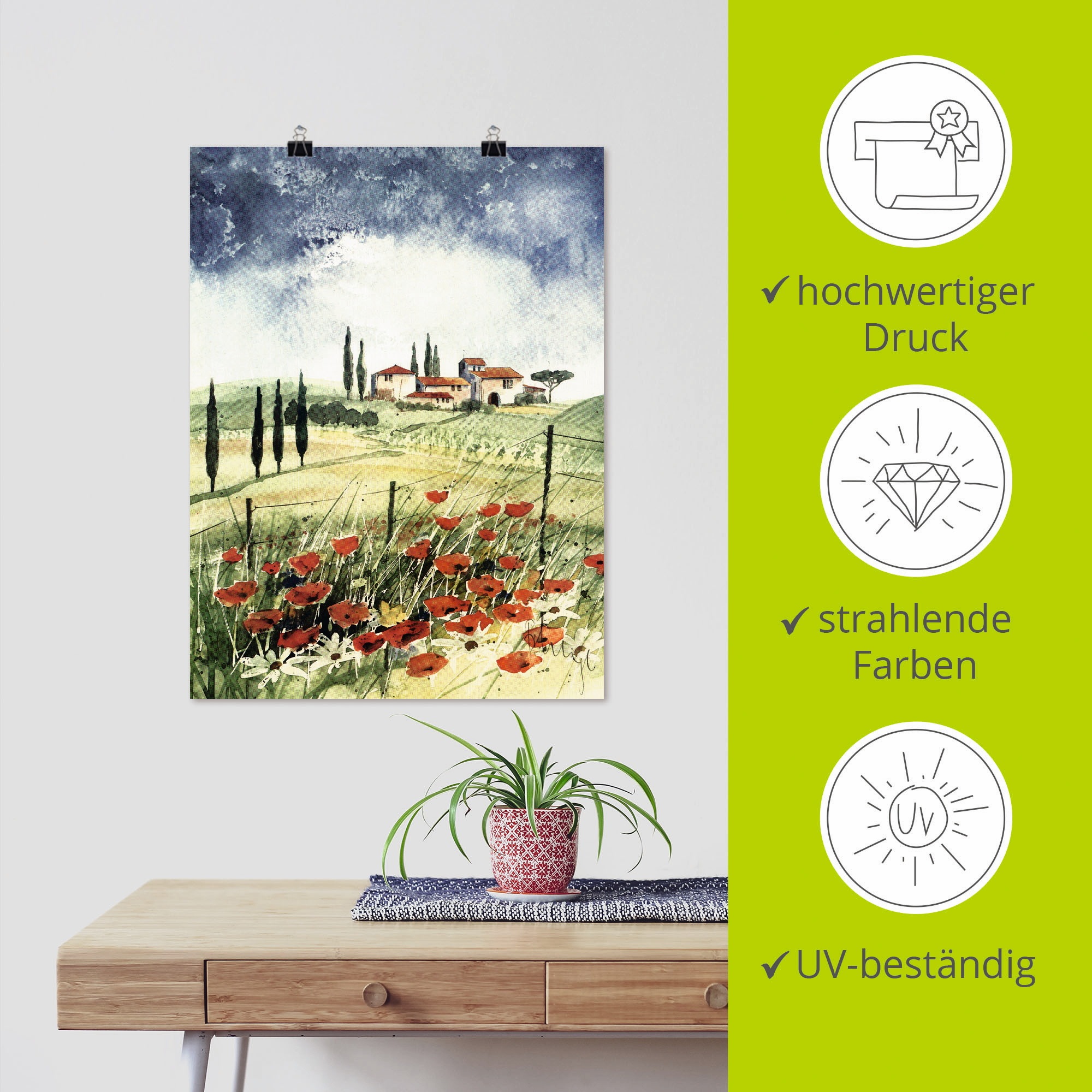Artland Wandbild »Toskana III«, Europa, (1 St.), als Leinwandbild, Poster in verschied. Größen