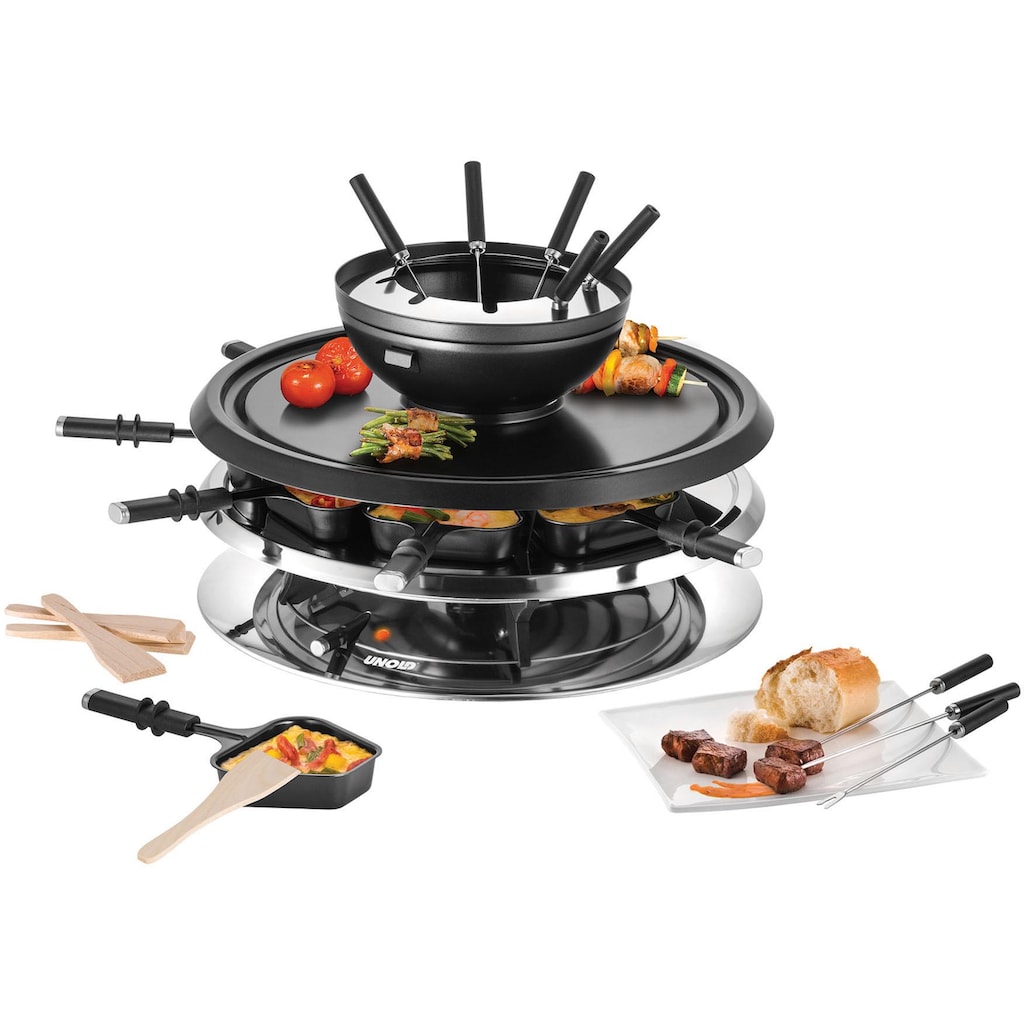 Unold Raclette und Fondue-Set »Multi 4 in 1 - 48726«, 8 St. Raclettepfännchen, 1300 W