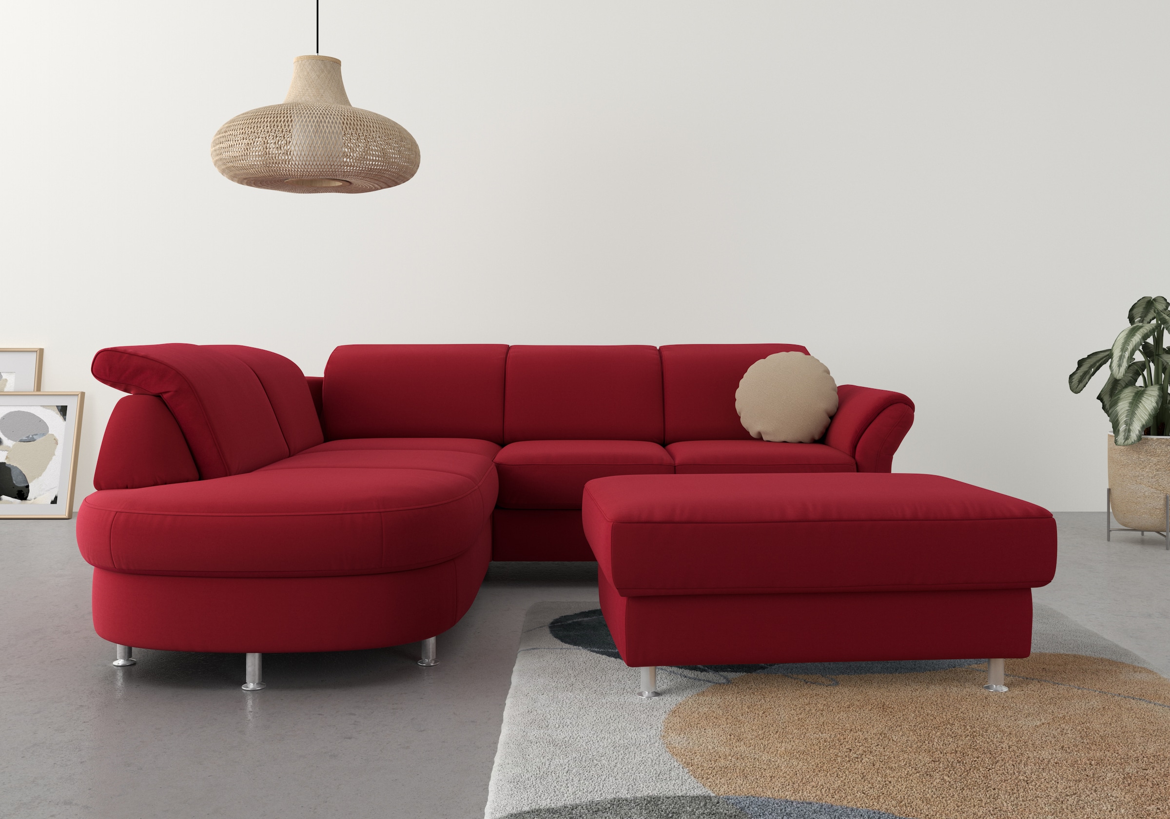 sit&more Ecksofa "Apulia L-Form" wahlweise Schlaffunktion, Bettkasten und Kopf- und Armteilverstellung