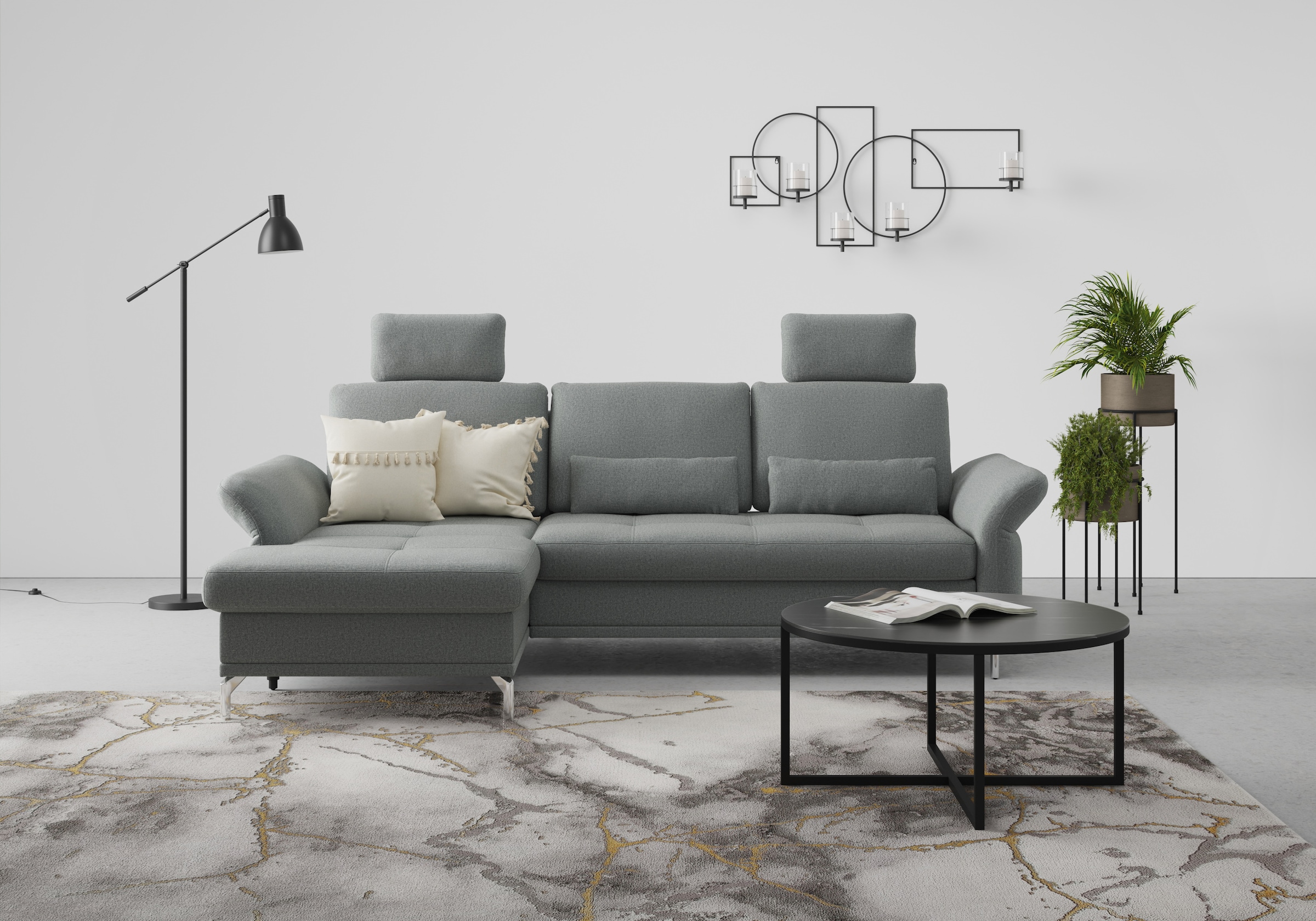 Home affaire Ecksofa "Palm Beach L-Form" Federkern, mit Sitztiefenverstellu günstig online kaufen