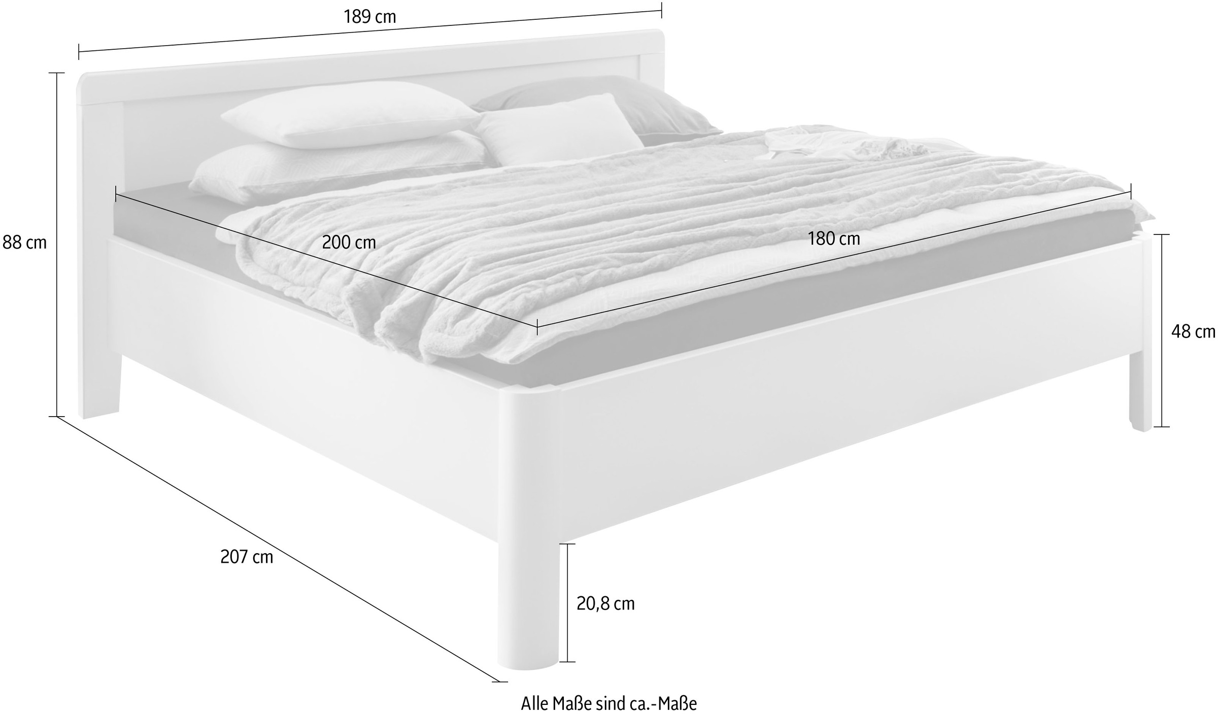 WIEMANN Holzbett »Bern, Bettgestell, Bettrahmen, für Schlafzimmer«, (4-fache Liegehöhenverstellung, MADE IN GERMANY), verschiedene Größen und Farben, in Komforthöhe