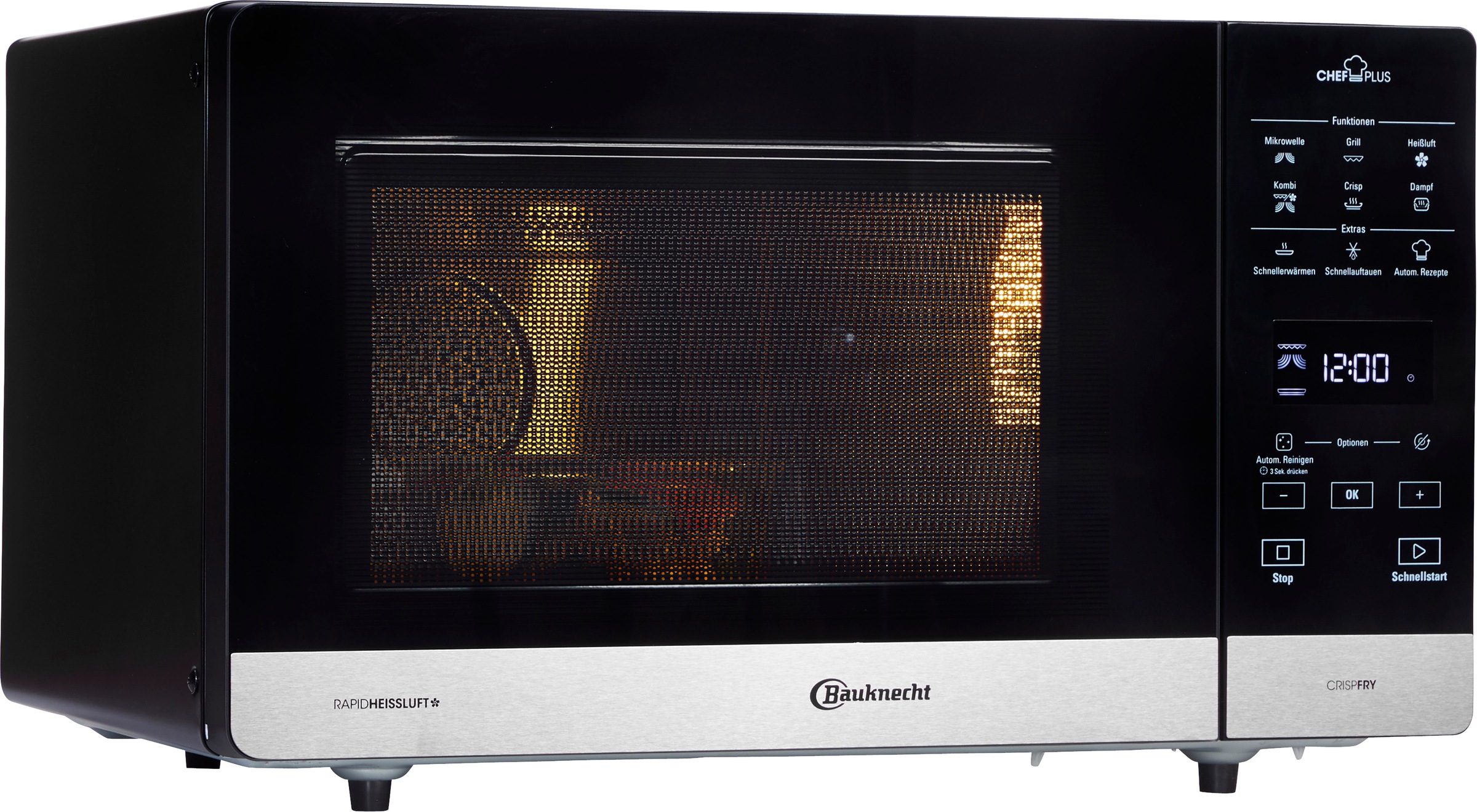 BAUKNECHT Mikrowelle "MW 59 MB" Dampfgarfunktion  Grill  Heißluft  Mikrowelle 1700 W Dampfgaren, Grill, Heißluft und Crisp für schnelle knusprige Pizza