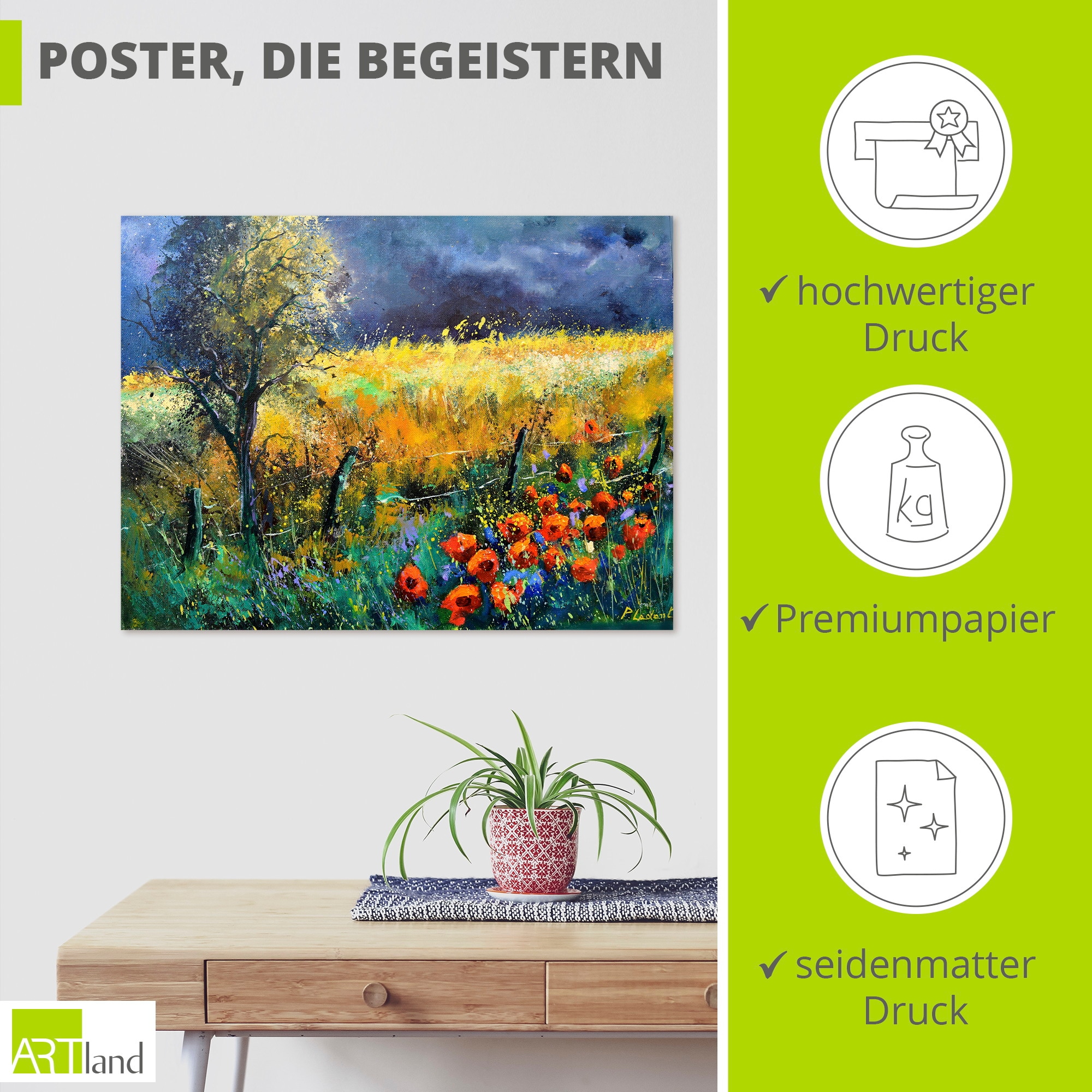 Artland Wandbild »Red poppies« Wiesen & Baumbilder 1 Stk. tlg. als Alubild, Leinwandbild, Poster, Wandaufkleber in verschied. Größen