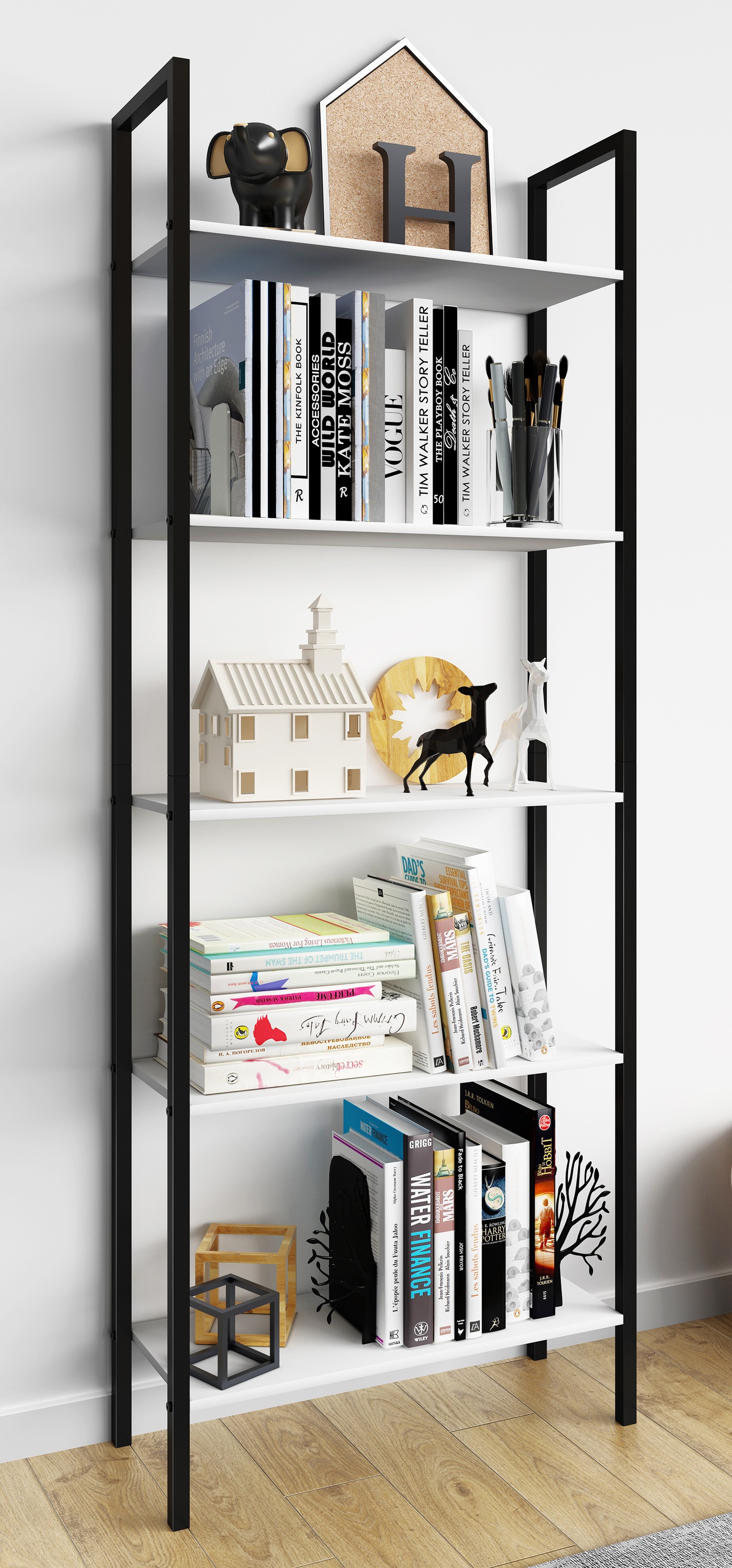 VCM Standregal »Holz Metall Stand Regal Büro Bücher Flakos 5fach«