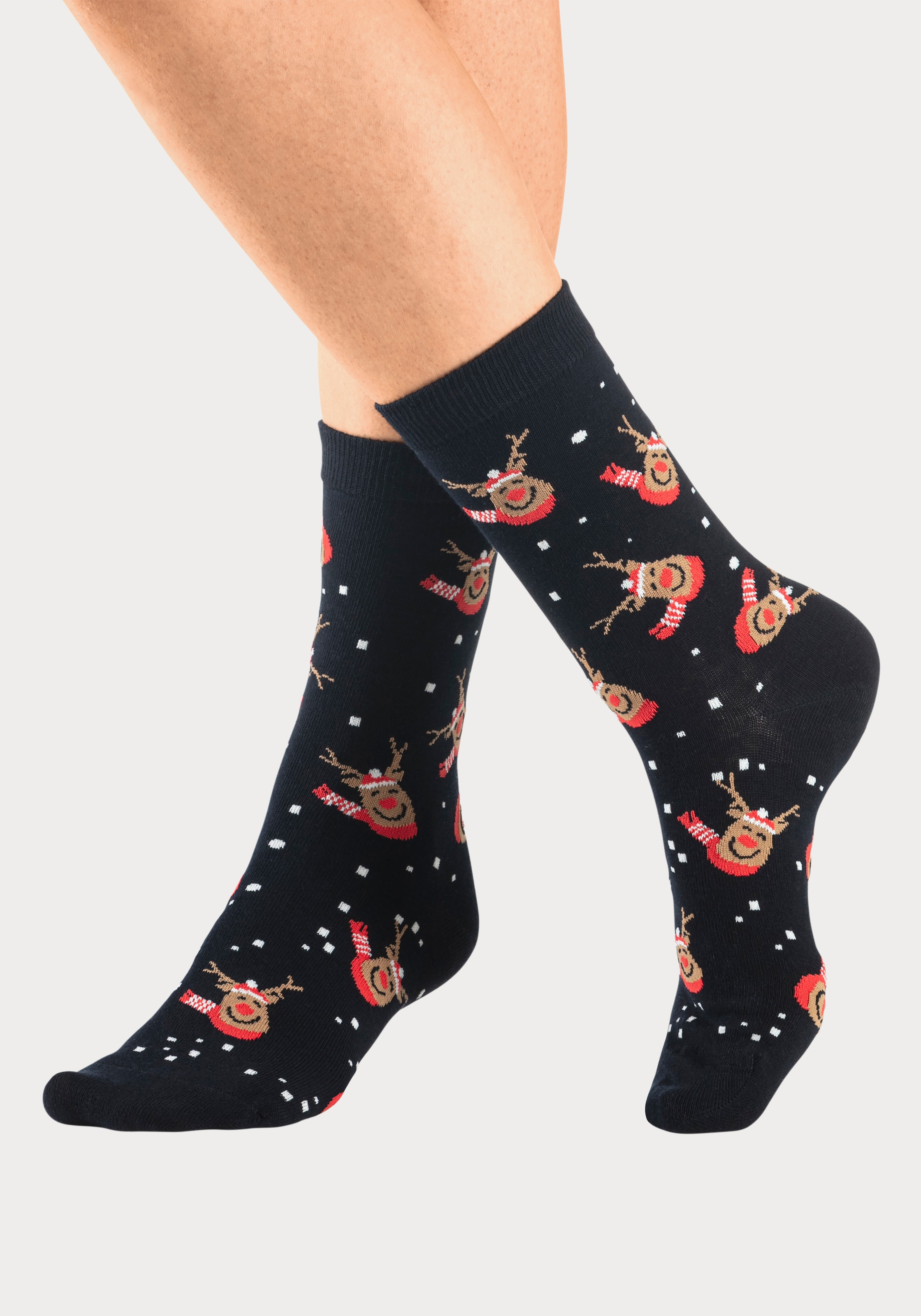 H.I.S Basicsocken, (Packung, 3 Paar), mit weihnachtlichen Motiven