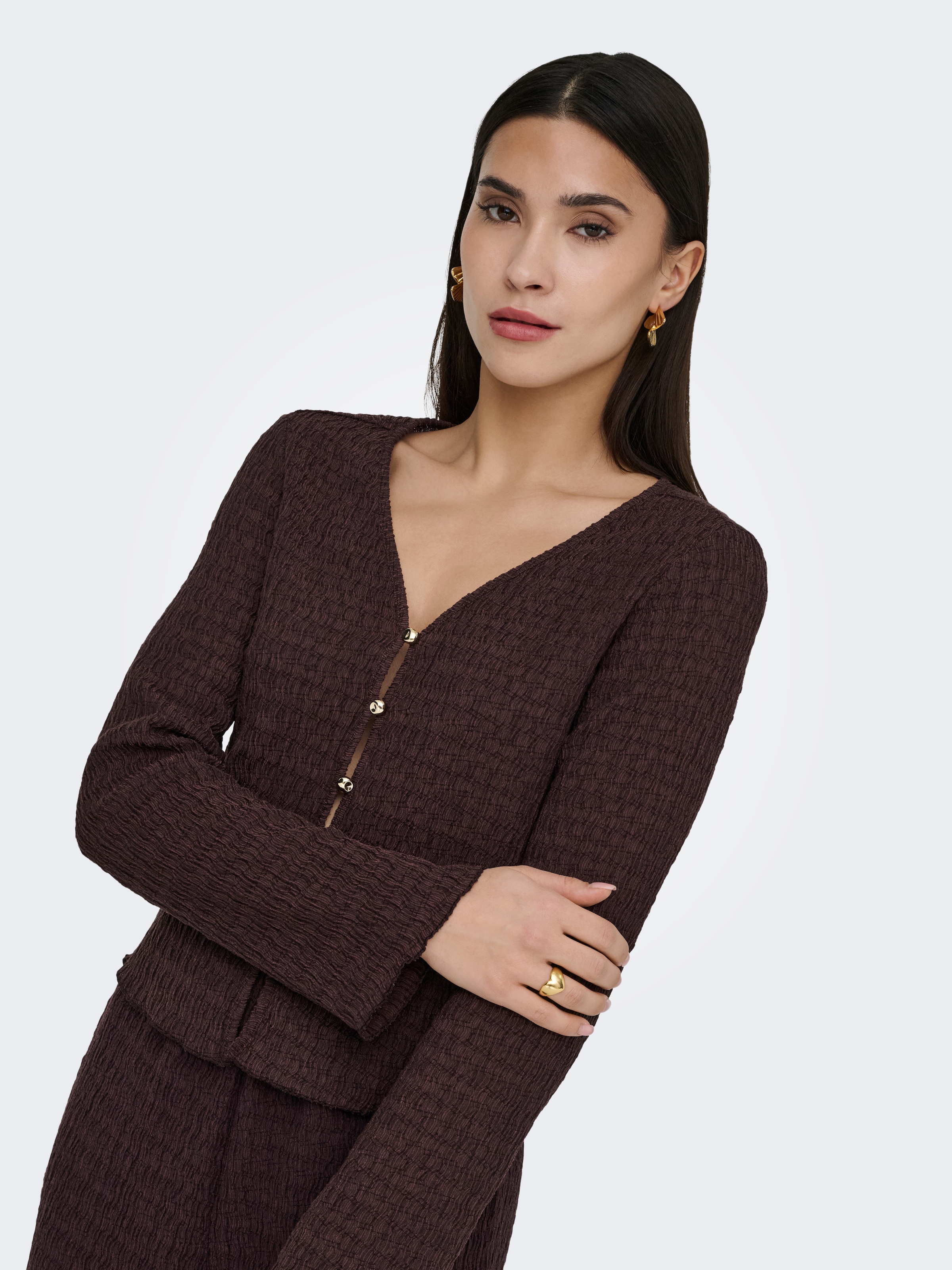 ONLY Strickjacke "ONLILSE L/S CARIDGAN STRUC JRS" Kunstfaser, V-Ausschnitt günstig online kaufen