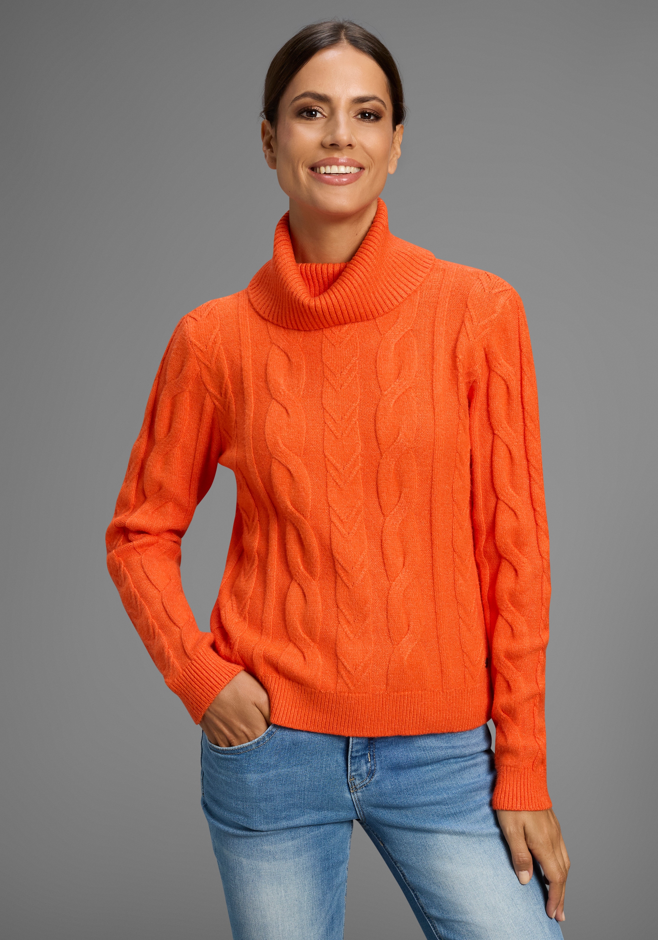 KangaROOS Rollkragenpullover, mit Zopfstrickmuster
