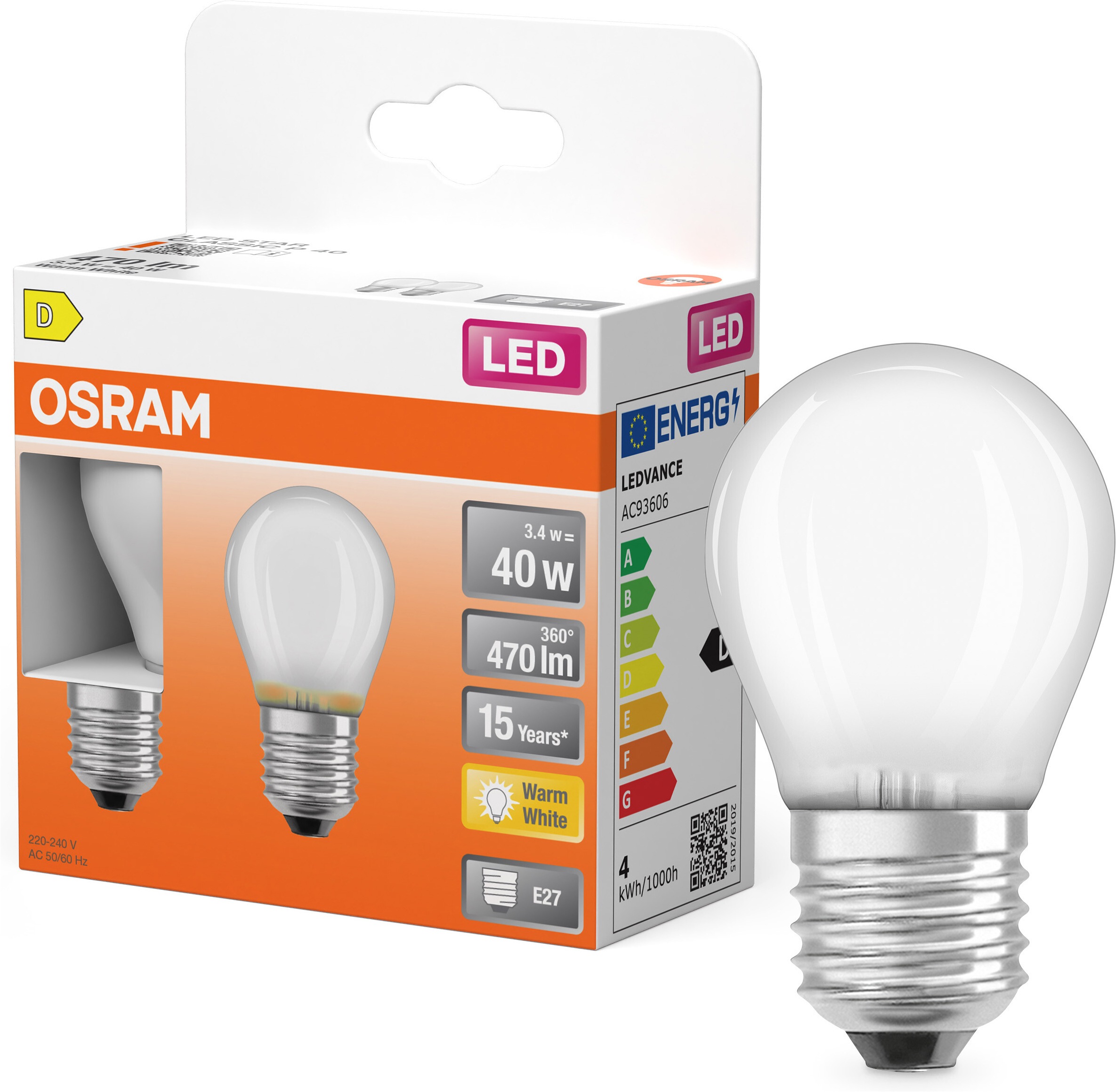 OSRAM LED-Leuchtmittel "LED-Lampe Star Miniballform P40", L:8,4cm Ø:4,5cm, weiß, Leuchtmittel