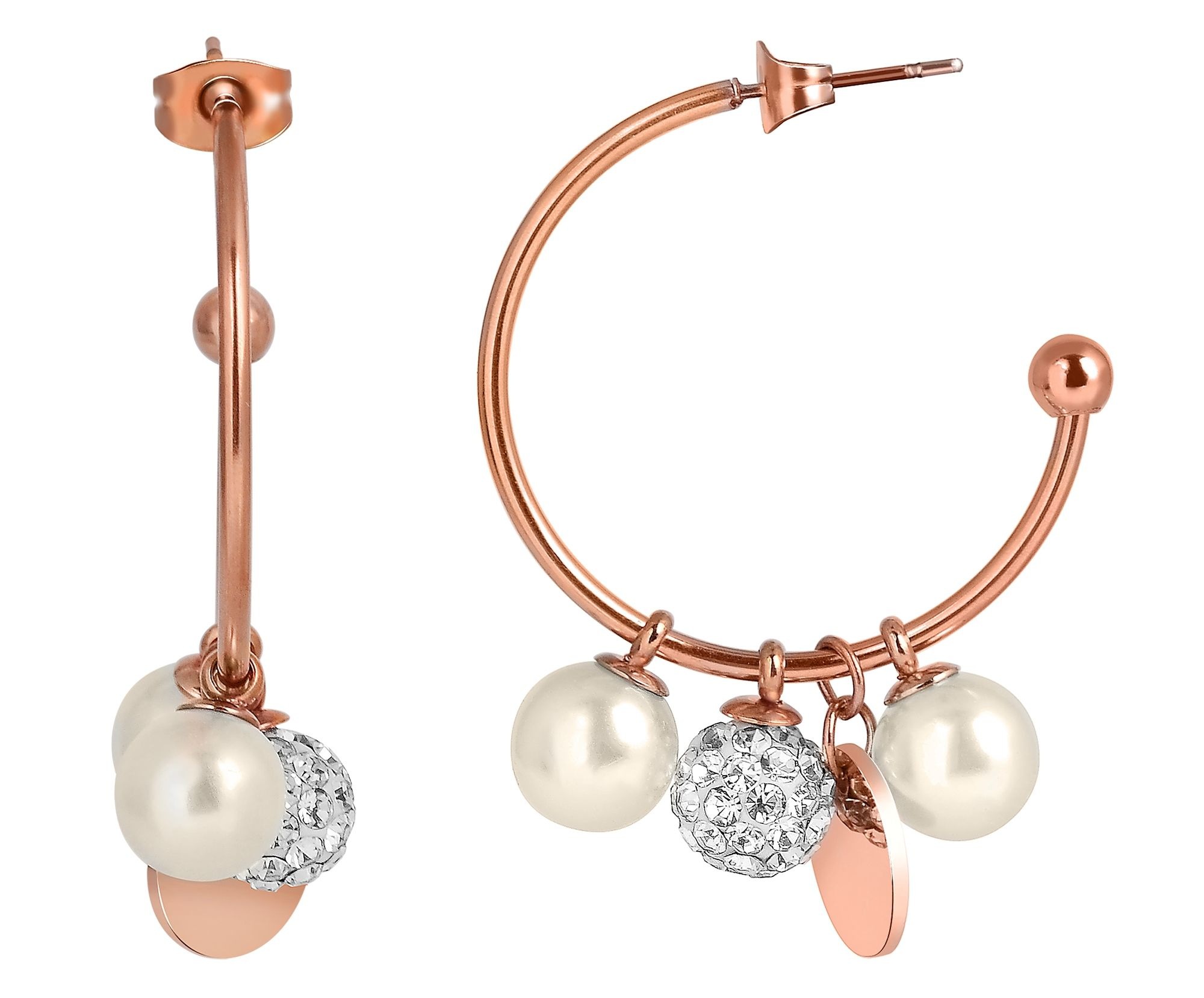 Paar Creolen ADELIA´S "Damen Ohrringe – Creole aus Edelstahl mit Perle", Damen, Gr. Damen, Edelstahl, gold, Ohrringe, Zum Verschenken – passend für viele Anlässe 2