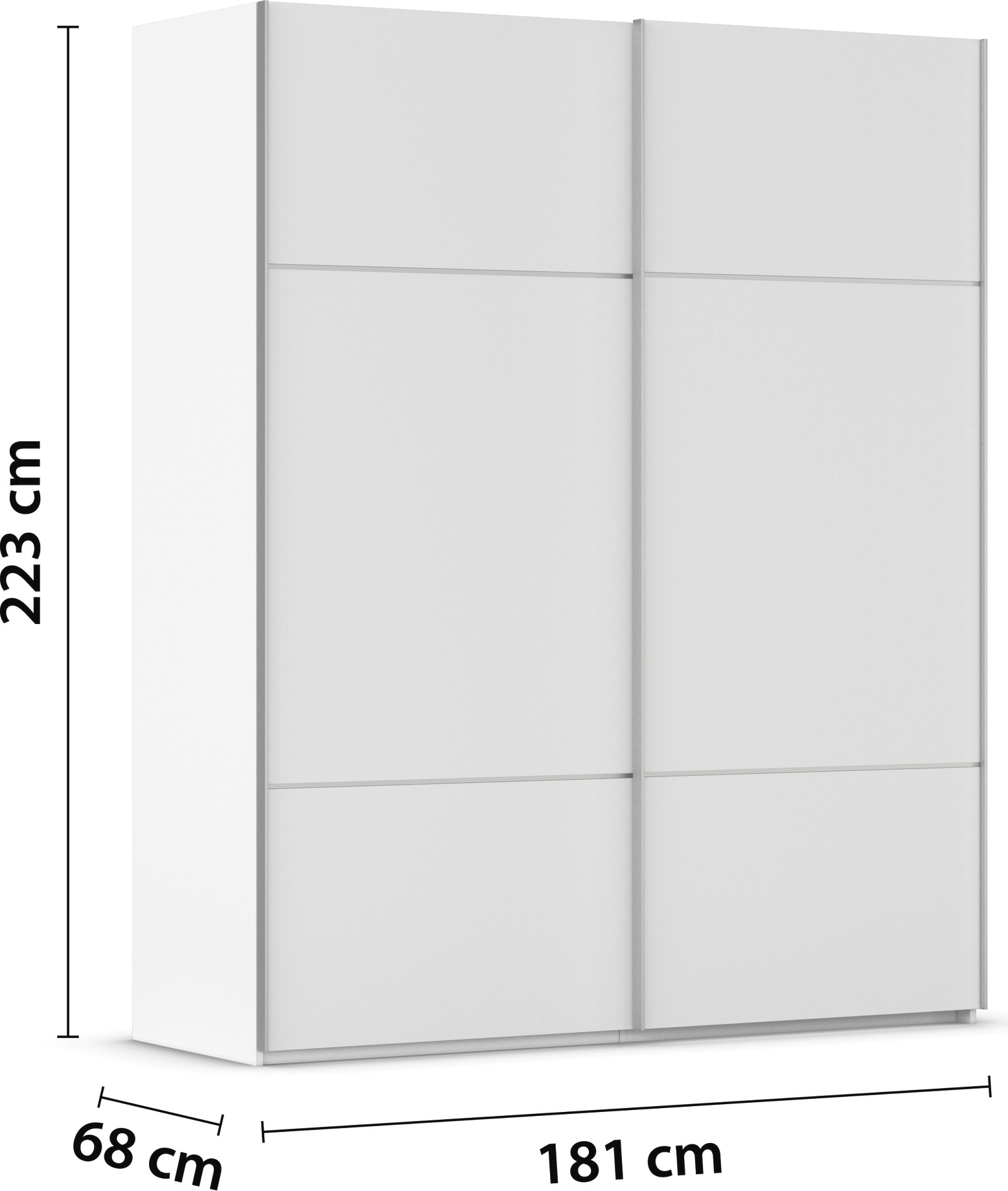 rauch Schwebetürenschrank »Kleiderschrank Schrank Garderobe Schlafzimmerschrank SCALE-TRIO«, edle dreigeteilte Front, 2 Zierleisten in Griff-Farbe MADE IN GERMANY