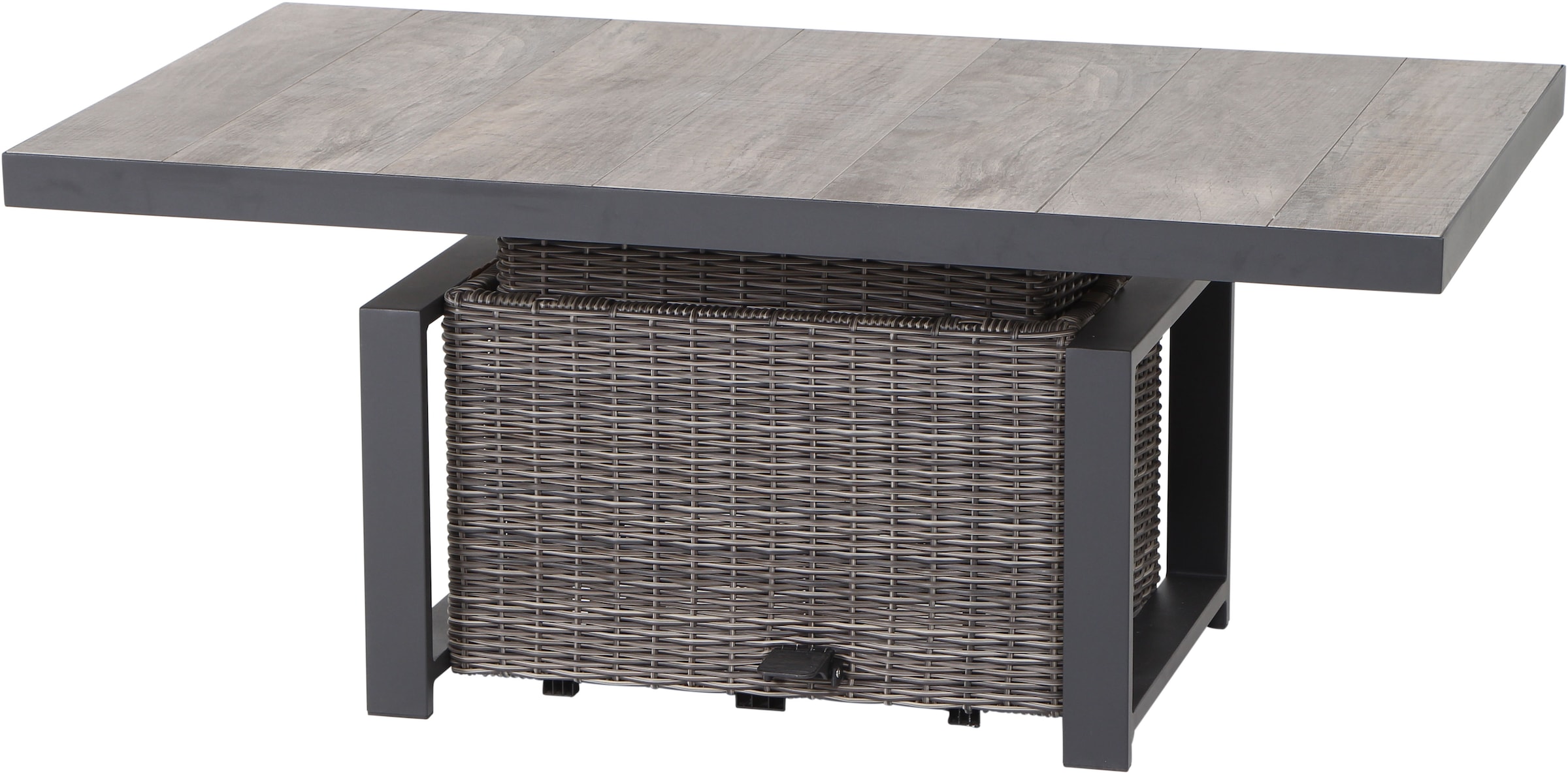 Siena Garden Gartentisch »CORIDO Lift-Tisch 130x75cm charcoal grey« Aluminiumgestell matt anthrazit, Tischplatte aus Keramik, washed grey