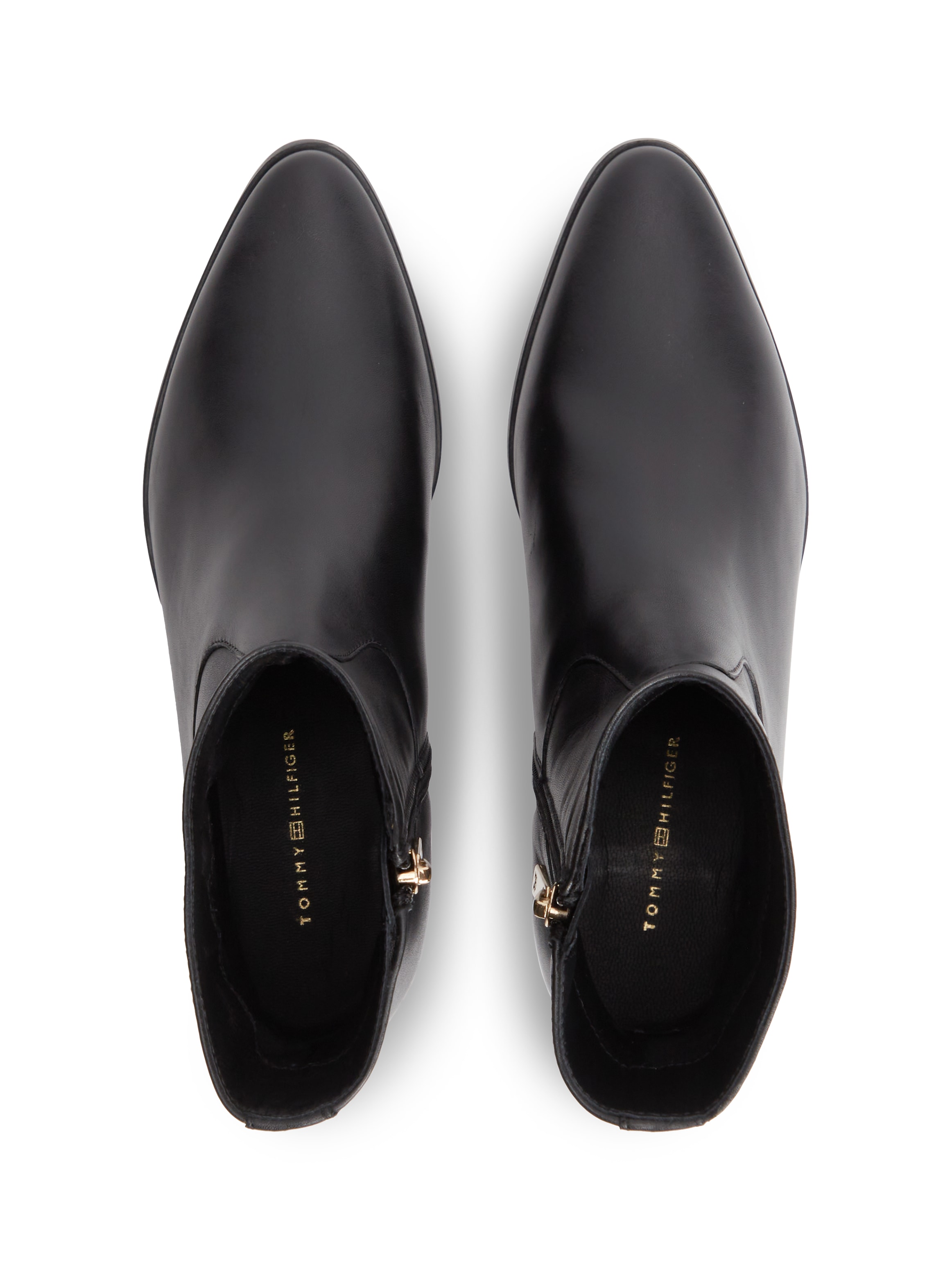 Tommy Hilfiger Stiefelette »LEATHER ANKLE BOOT W ZIP«  Blockabsatz, Boots in spitz zulaufender Form, schmale Form