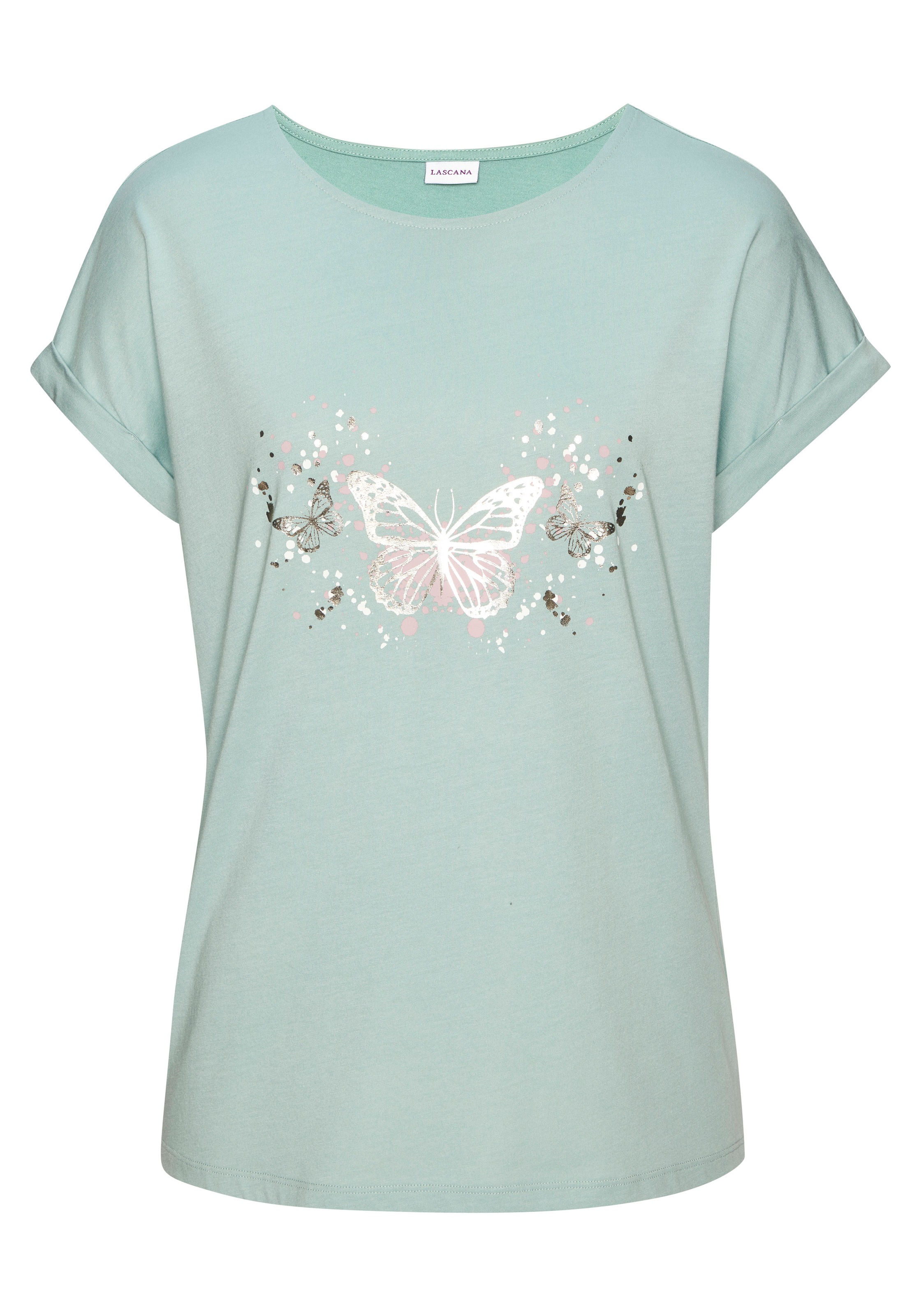 Vivance T-Shirt "mit glänzendem Frontprint" aus angenehmer Baumwoll-Modal-Q günstig online kaufen