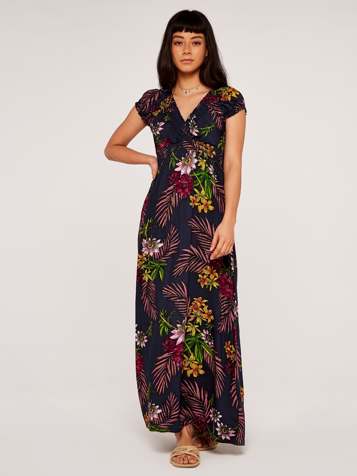 Apricot Maxikleid "Tropisches Maxikleid" 1 tlg. mit Smockband
