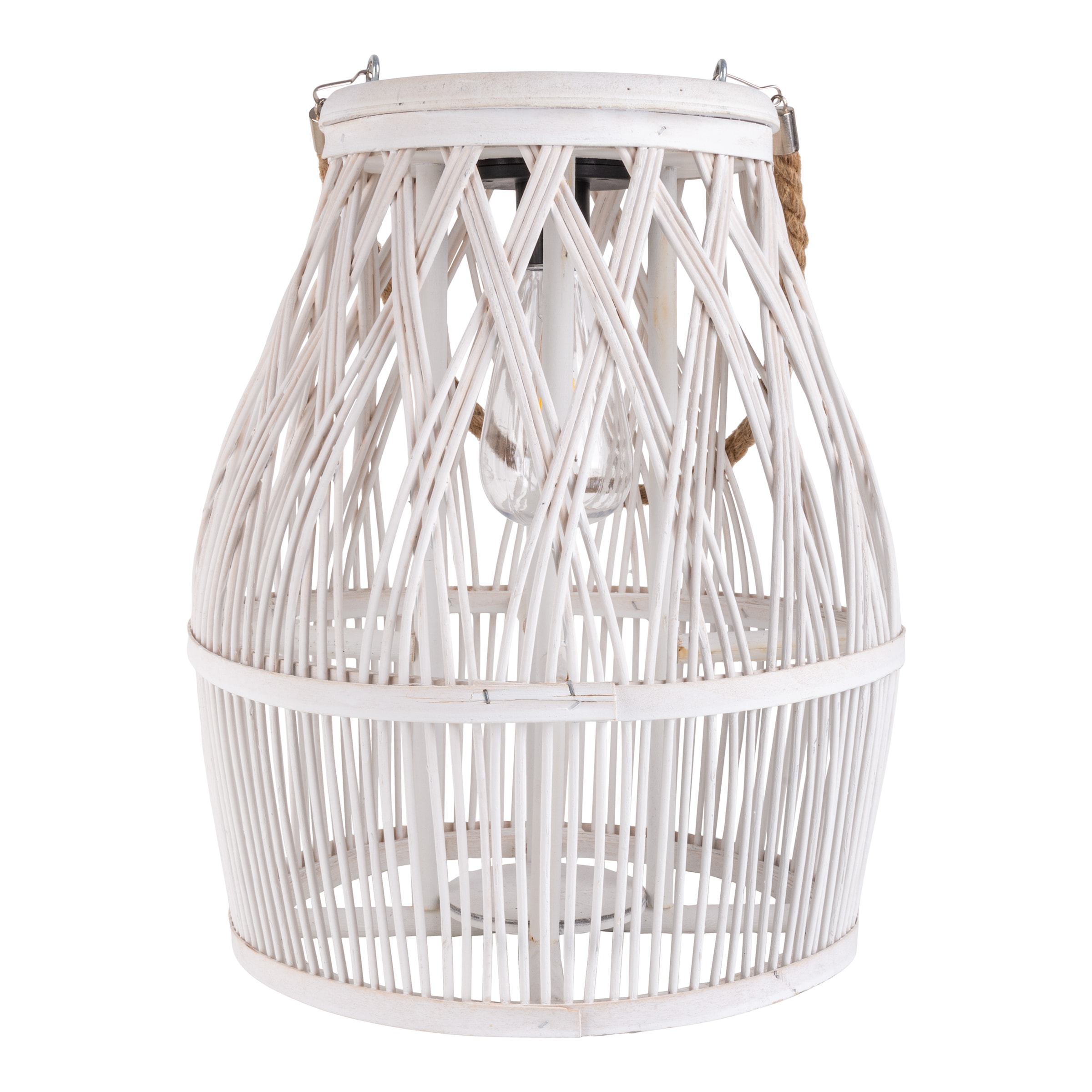 näve LED Solarleuchte »Korbinian« LED-Modul 1 Stk. Warmweiß Korbleuchte (Rattan) weiß mit LED Birne warmweiß, inkl. Akku, H: 34cm