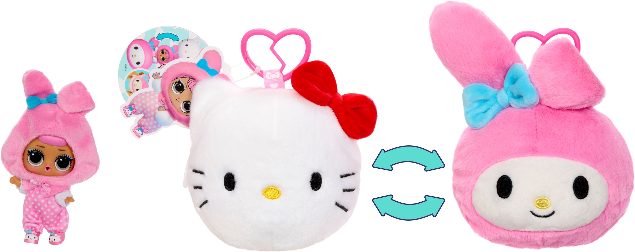 L.O.L. SURPRISE! Plüschanhänger »L.O.L. Surprise Loves Hello Kitty Reversible Plush Surprise Asst« Sortierte Lieferung - Abbildungen dienen als Beispiele!