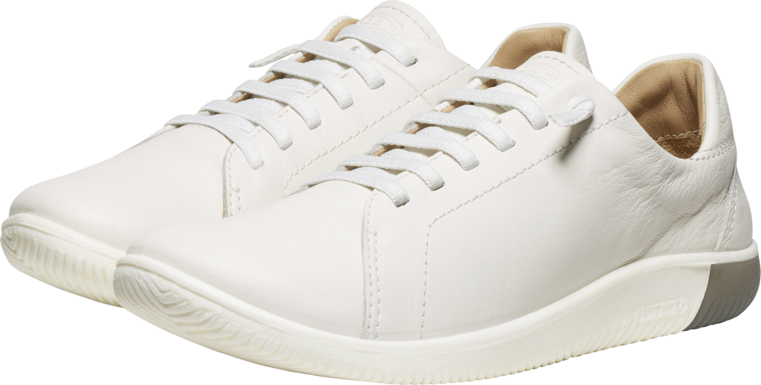 Barfußschuh KEEN "KNX LACE", Damen, Gr. 40,5, weiß (star weiß, star weiß), Leder, Schuhe Halbschuh Barfußschuh Schnürschuh