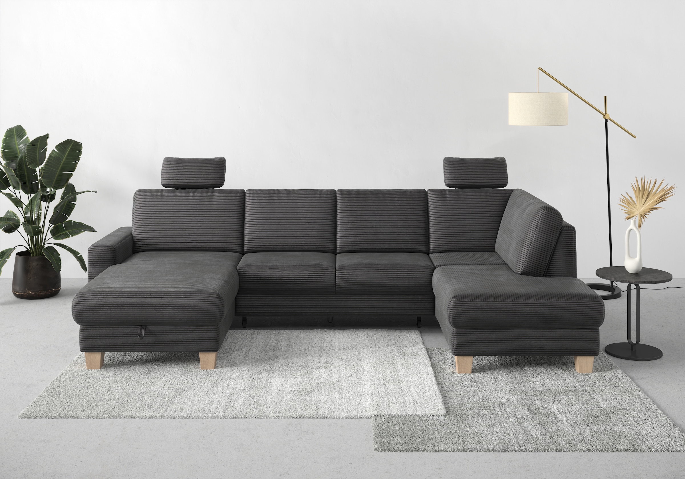 OTTO home Wohnlandschaft "Summer U-Form" mit oder ohne Schlaffunktion und Bettkasten, Cord-Bezug